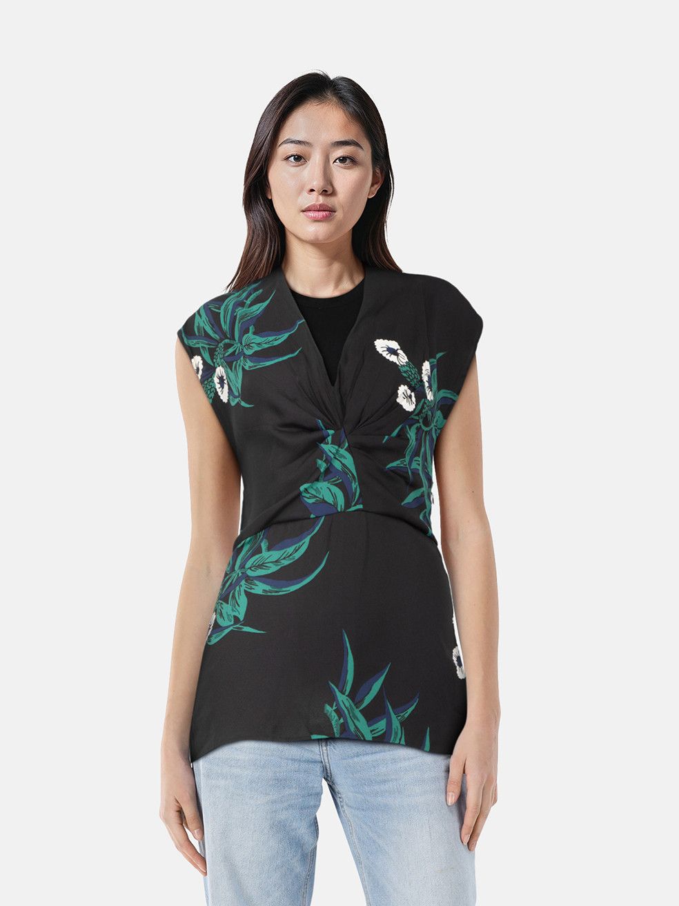 Marni Floral Pattern V Neck Top Size S / US 4 / IT 40 - 1 Thumbnail