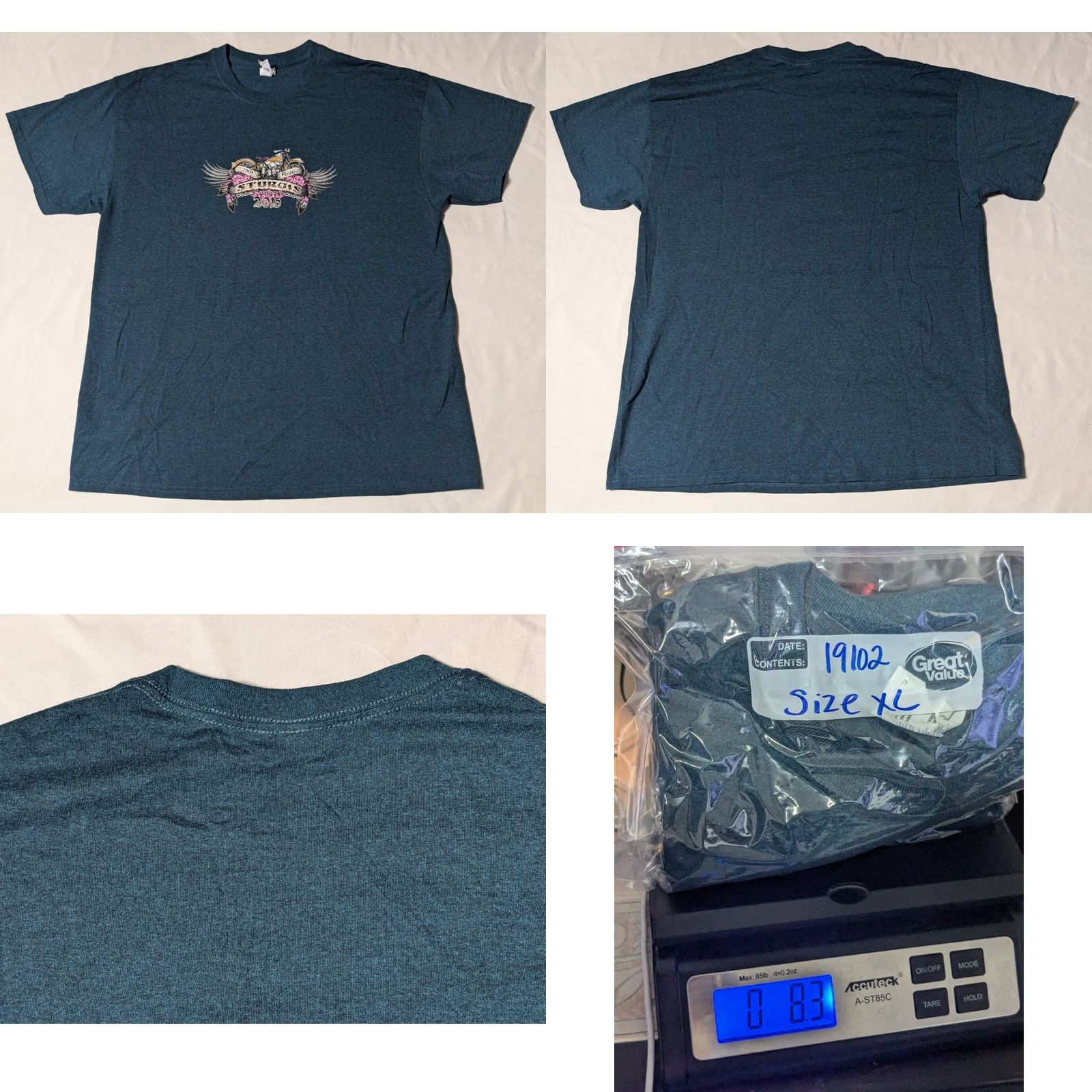 Gildan STURGIS BLACK HILLS 75TH ANNUAL MOTORCYCLE RALLY 2015 Men XL Blue T-Shirt EUC Shirts Mens XL Blue Sturgis 75th Electric 2015 Size US XL / EU 56 / 4 - 9 Thumbnail
