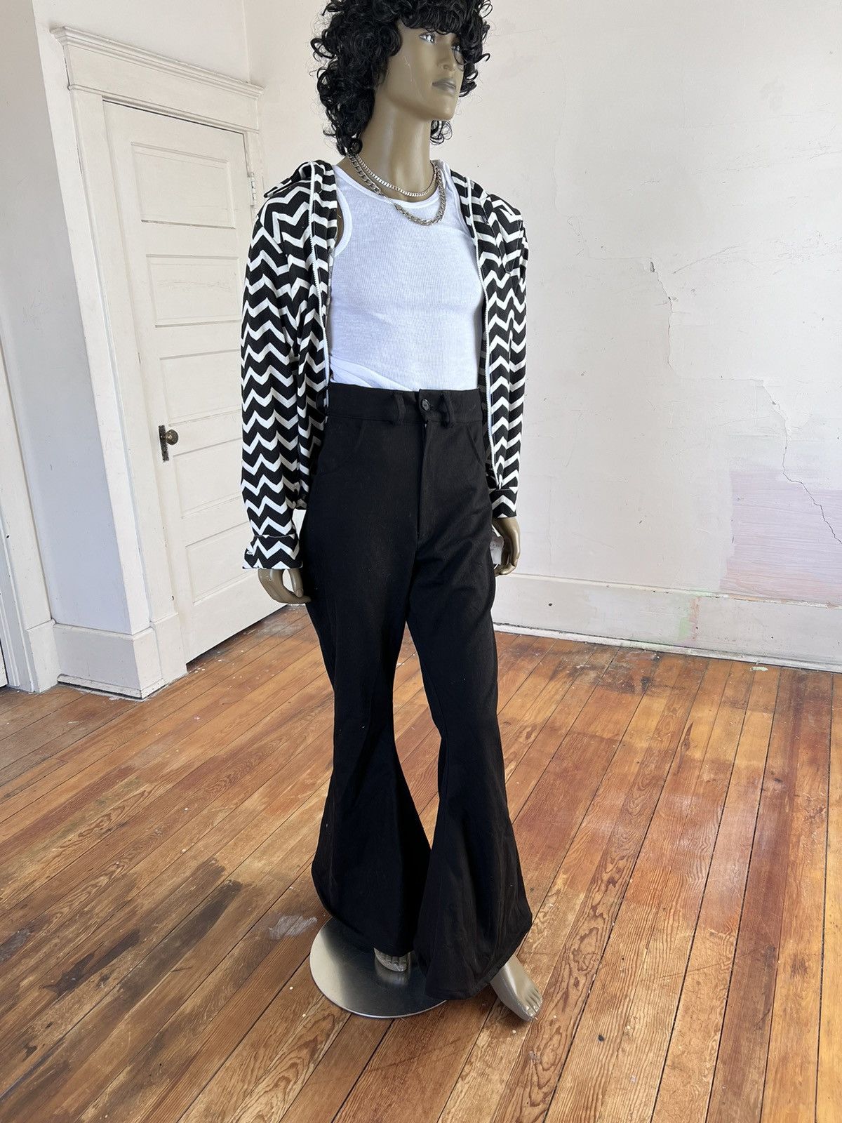 image of Black Denim Bell Bottoms 32” By Anna Herman, Men's