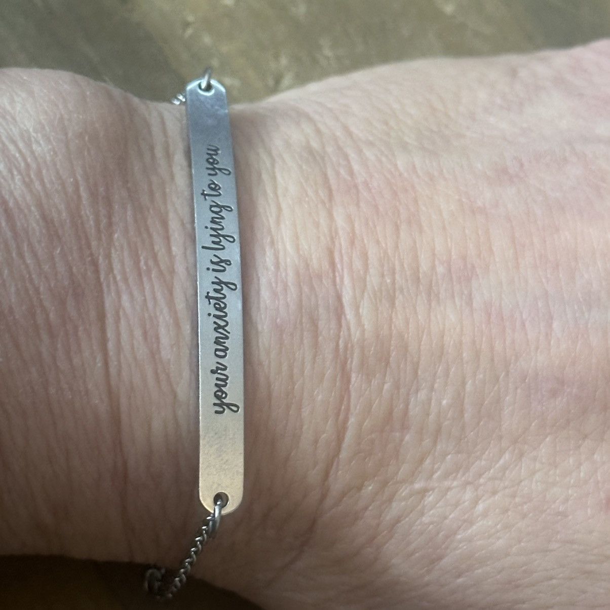 Other Stainless steel “Your anxiety is lying to you”plate bracelet Size ONE SIZE - 4 Thumbnail