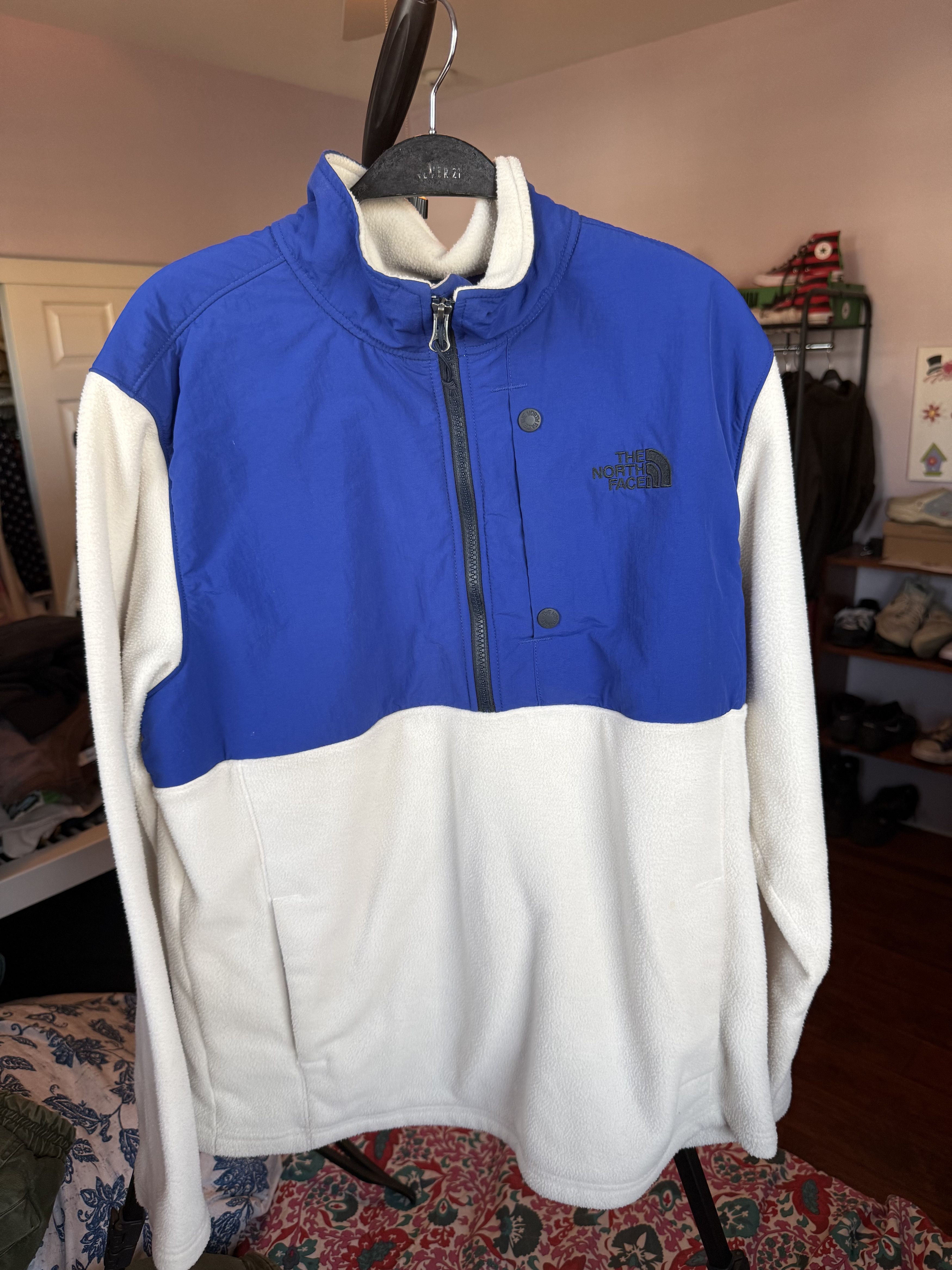 The North Face The North Face Blue & White Fleece Quarter Zip Pullover Size Size US L / EU 52-54 / 3 - 2 Thumbnail