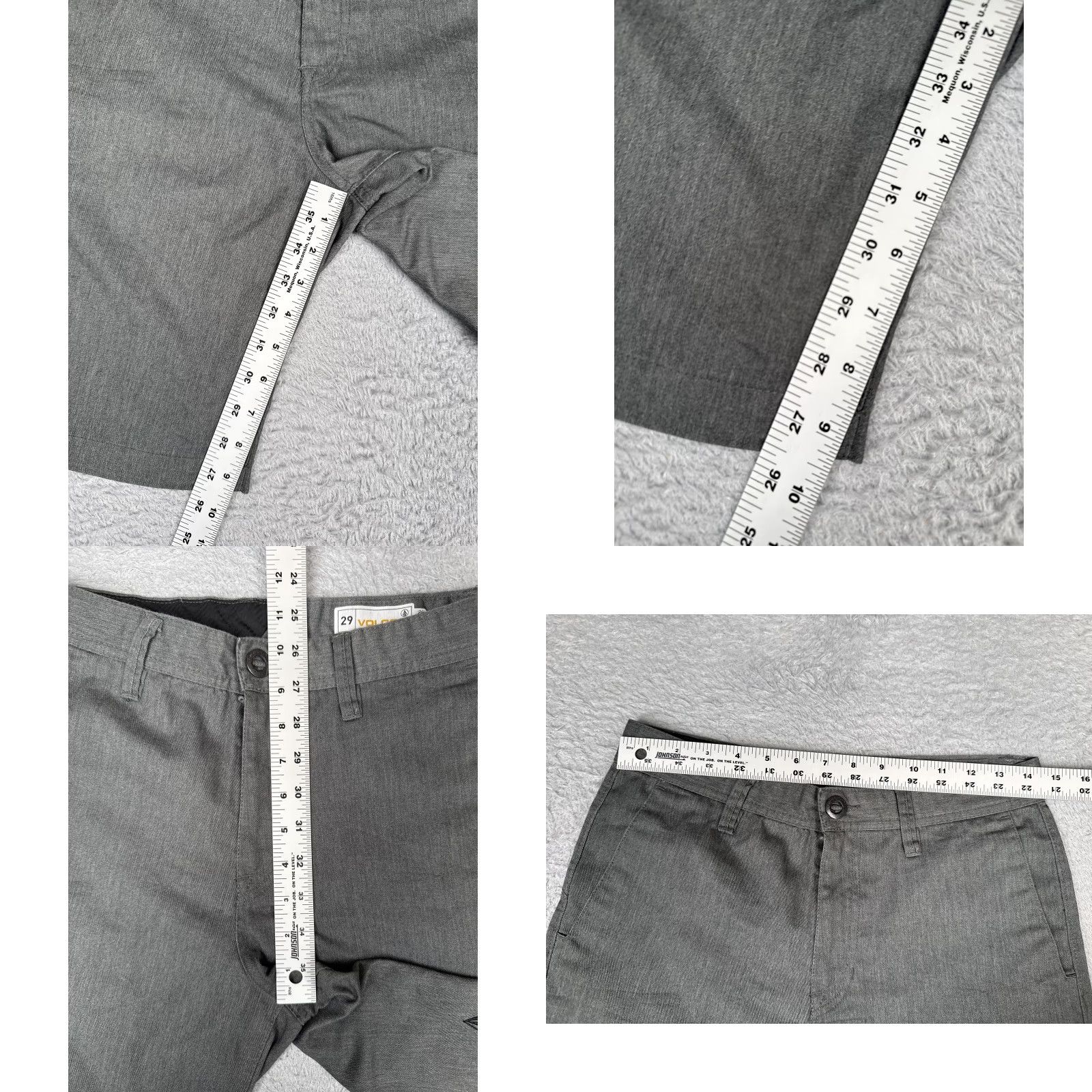 Volcom Volcom Mens Shorts 29 Gray Canvas Chino Flat Front 9 Inseam Casual Summer Wear Size US 29 - 8 Thumbnail
