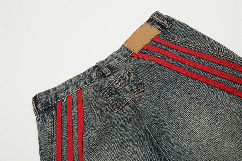 Japanese Brand × Jean Men's contrast striped loose punk distressed washed jeans Size US 32 / EU 48 - 6 Thumbnail