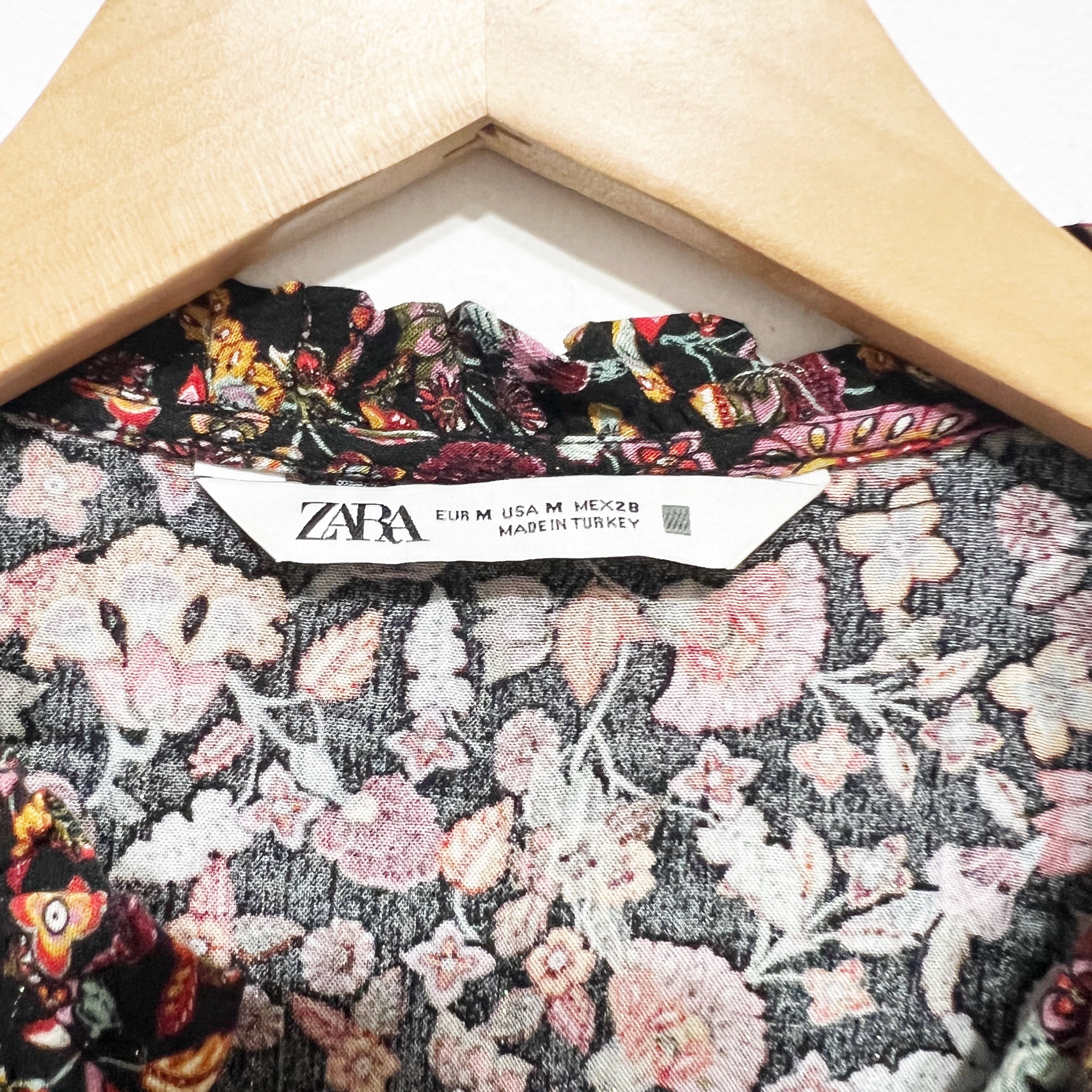Zara Zara Floral Flower Print Pattern Metallic Ruffle Size M / US 6-8 / IT 42-44 - 2 Thumbnail