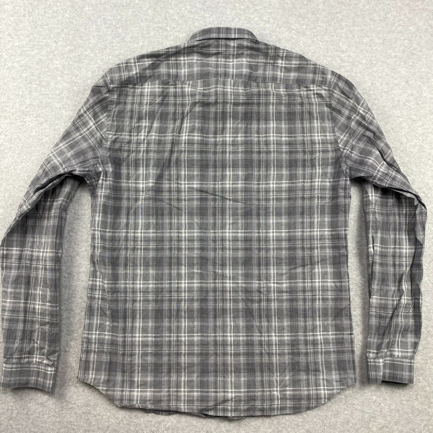 Theory VINTAGE? No. Theory Button-Up Shirt Mens L Gray Plaid Cotton Blend Mother of Pearl Buttons Long Sleeve Regular Fit Size US L / EU 52-54 / 3 - 6 Thumbnail