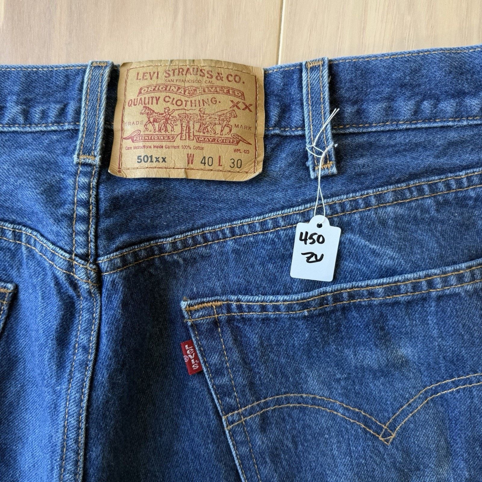 Levi's × Vintage Vintage Levis 501 Jeans 37 Blue Dark Wash Straight Denim Size US 37 - 8 Thumbnail