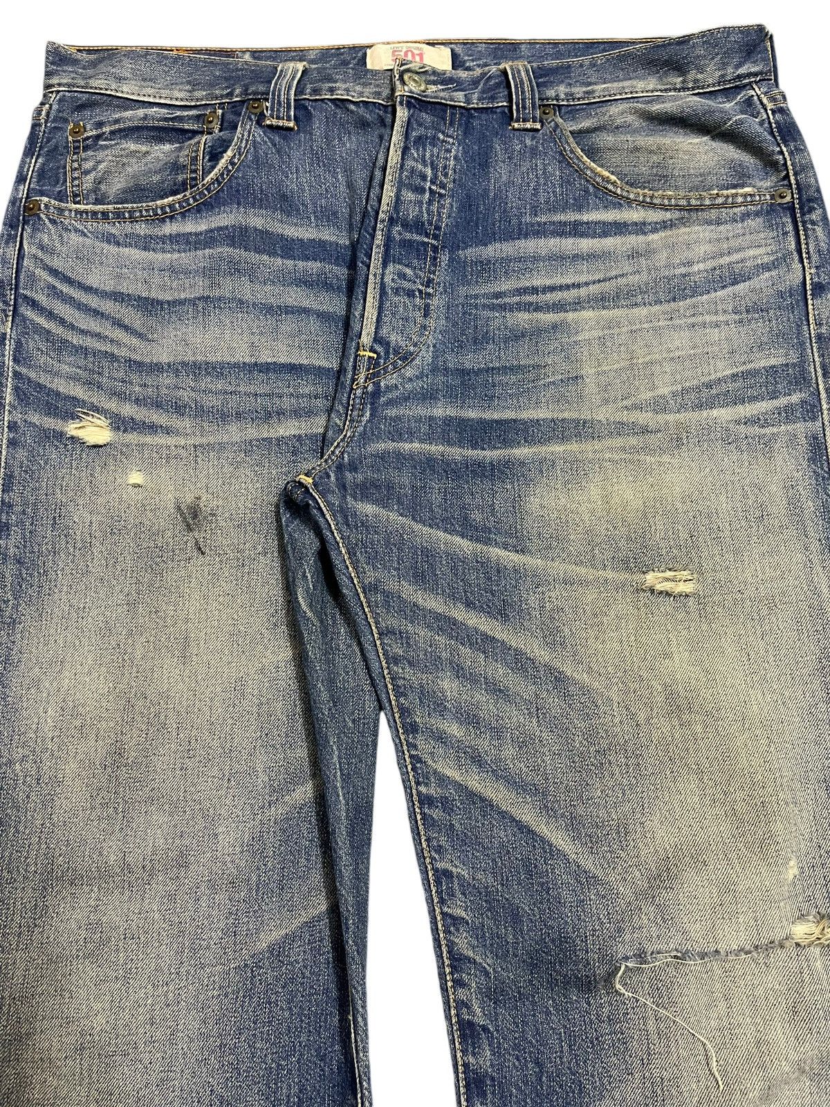 Levi's Vintage Levis 501 Blue Faded Wash Distress Style Jeans Size US 36 / EU 52 - 4 Thumbnail