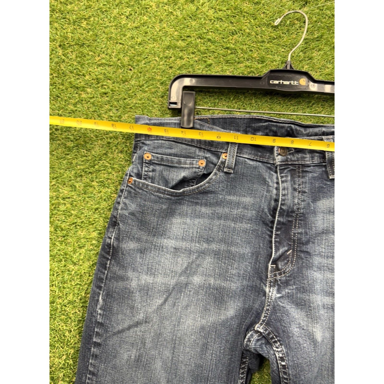 Levi's Levis 559 Jeans Mens 33x32 Blue Dark Wash Relaxed Straight Fit Distressed Work Size US 33 - 6 Thumbnail