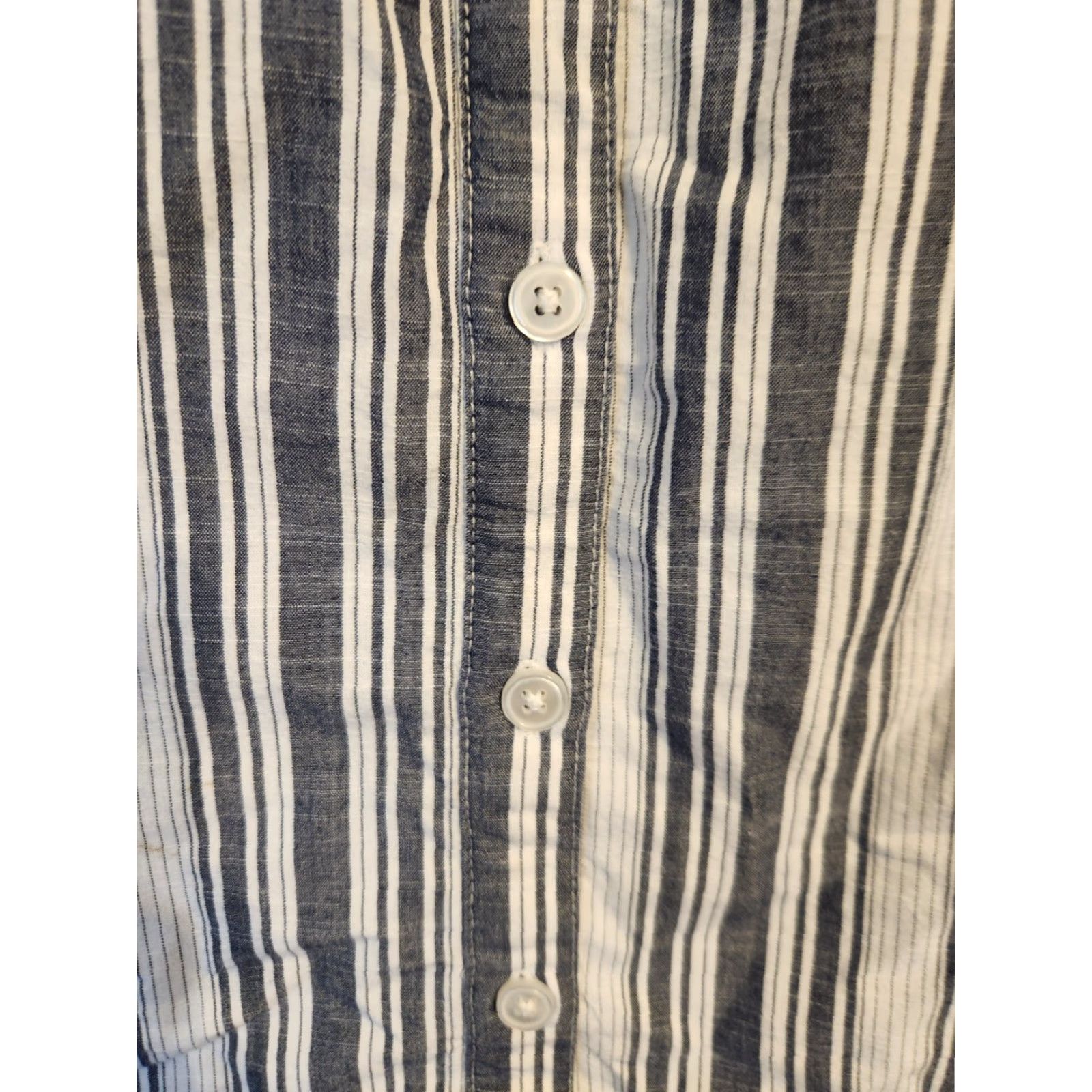 Vintage Catherines Blue White Stripe Embroidered Trim Balloon Sleeve Top Hippie Boho 0X Size XL / US 12-14 / IT 48-50 - 4 Thumbnail