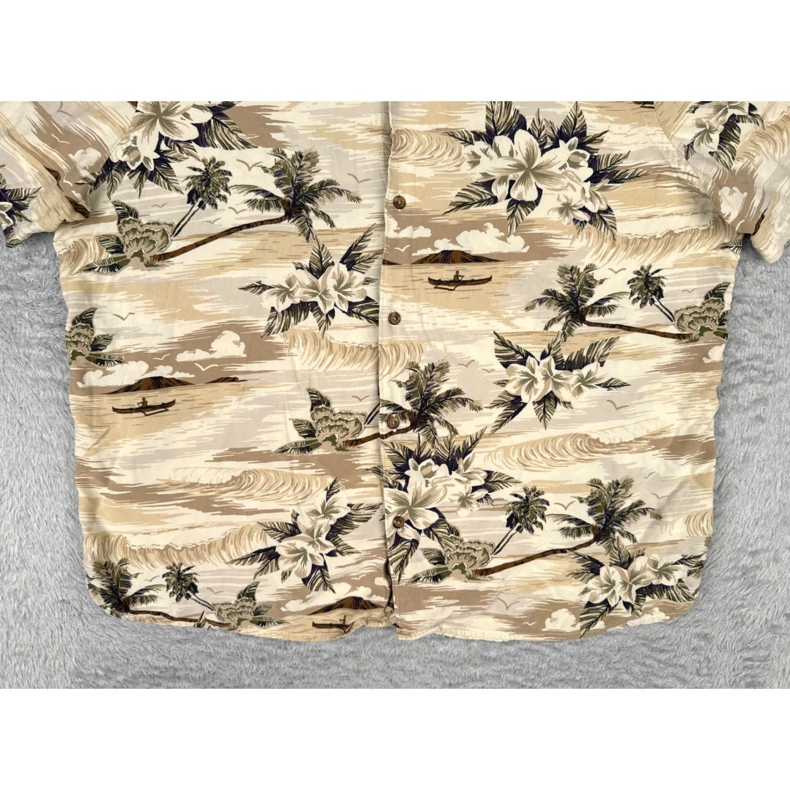 Old Navy VINTAGE Old Navy Shirt Men Extra Large Beige Floral Palm Button Up 100% Rayon Hawaiian Size US XL / EU 56 / 4 - 5 Thumbnail