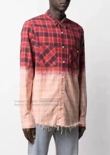 Amiri Amiri Red Plaid Shirt Tie-Dye Gradient Size US M / EU 48-50 / 2 - 1 Thumbnail
