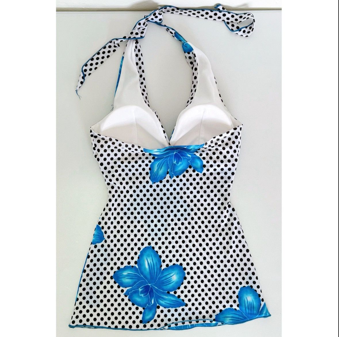 Japanese Brand Polka Dot Floral Belted Halter Top Shirt Blouse Size S 🤍💙 Size S / US 4 / IT 40 - 5 Thumbnail
