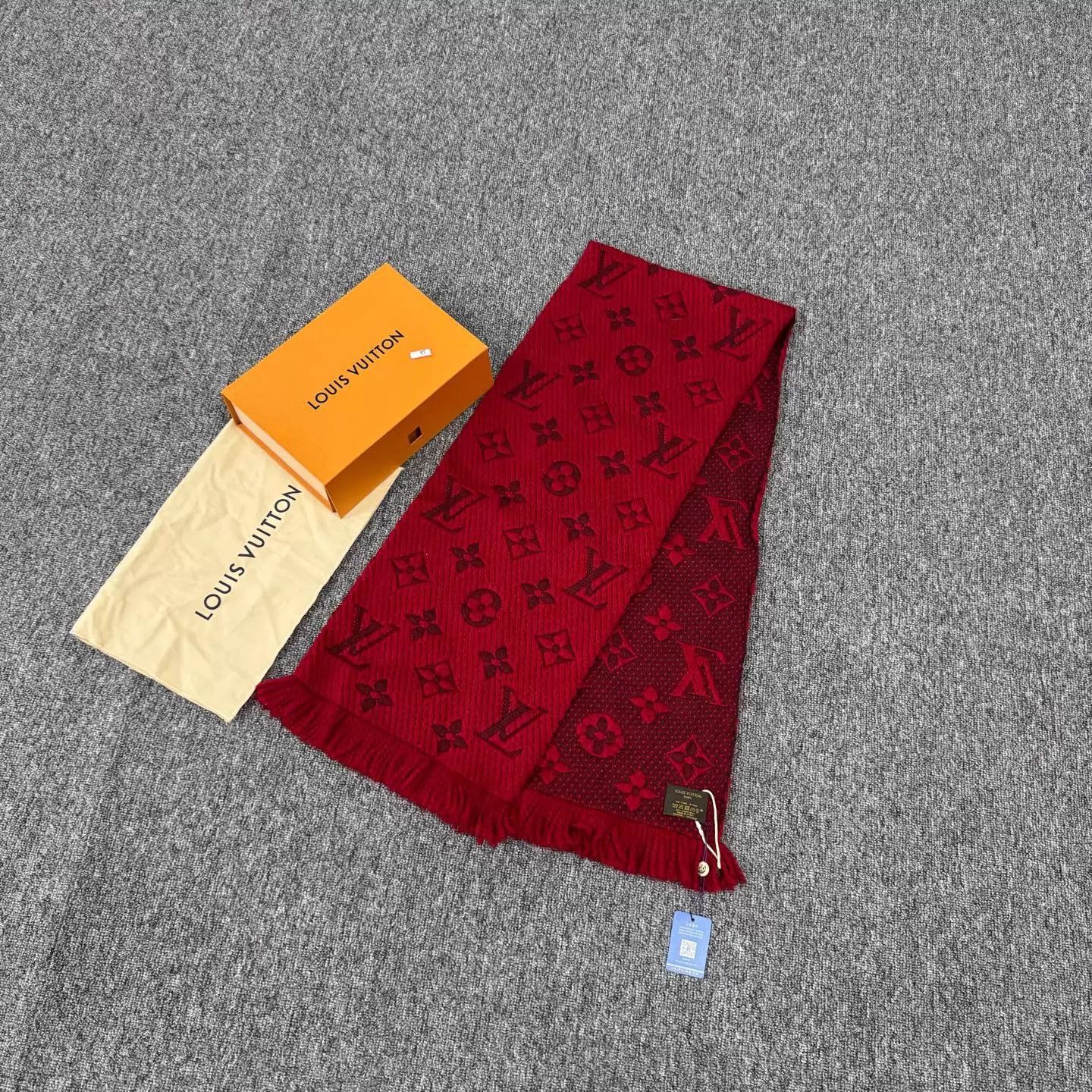 Louis Vuitton LV Monogram Silk Wool Scarf Christmas Red 99 New Size ONE SIZE - 1 Thumbnail