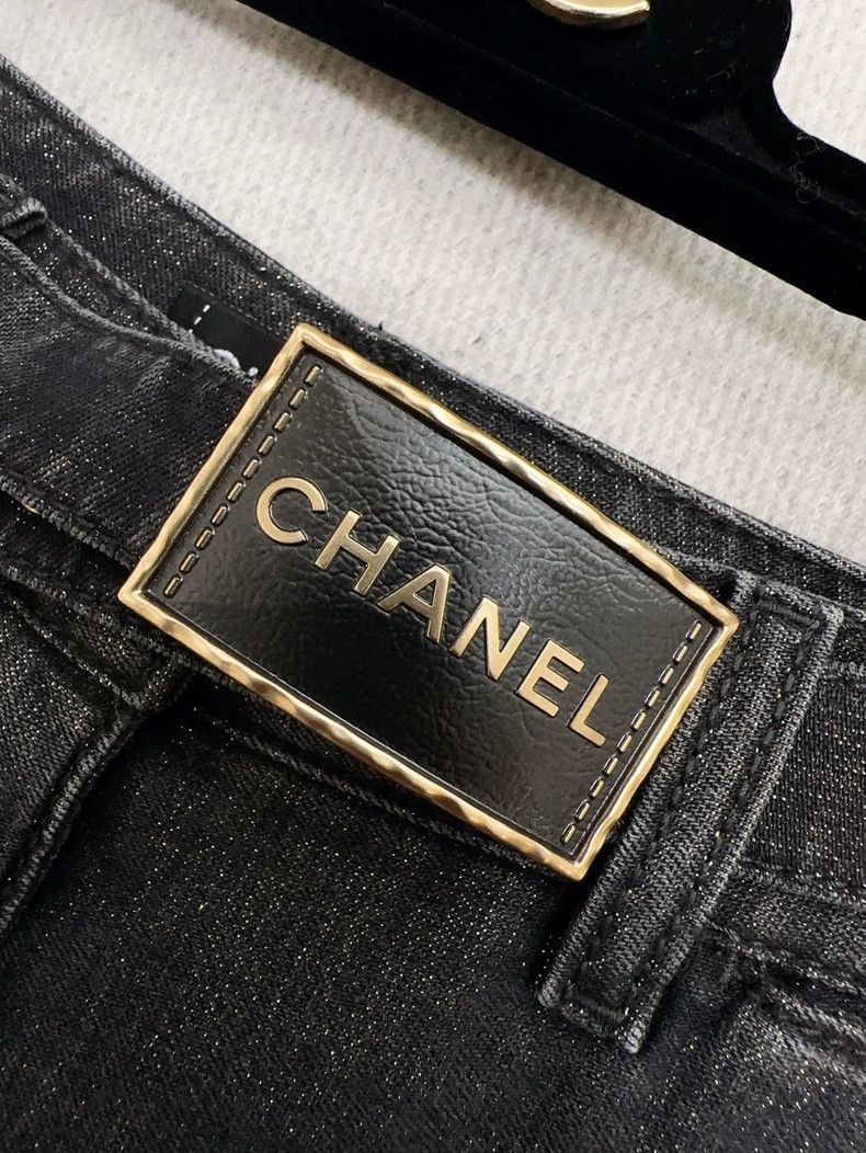 Chanel Chanel 23S show popular blue and gray shiny wide-leg jeans Size 24" / US 00 / IT 34 - 2 Thumbnail