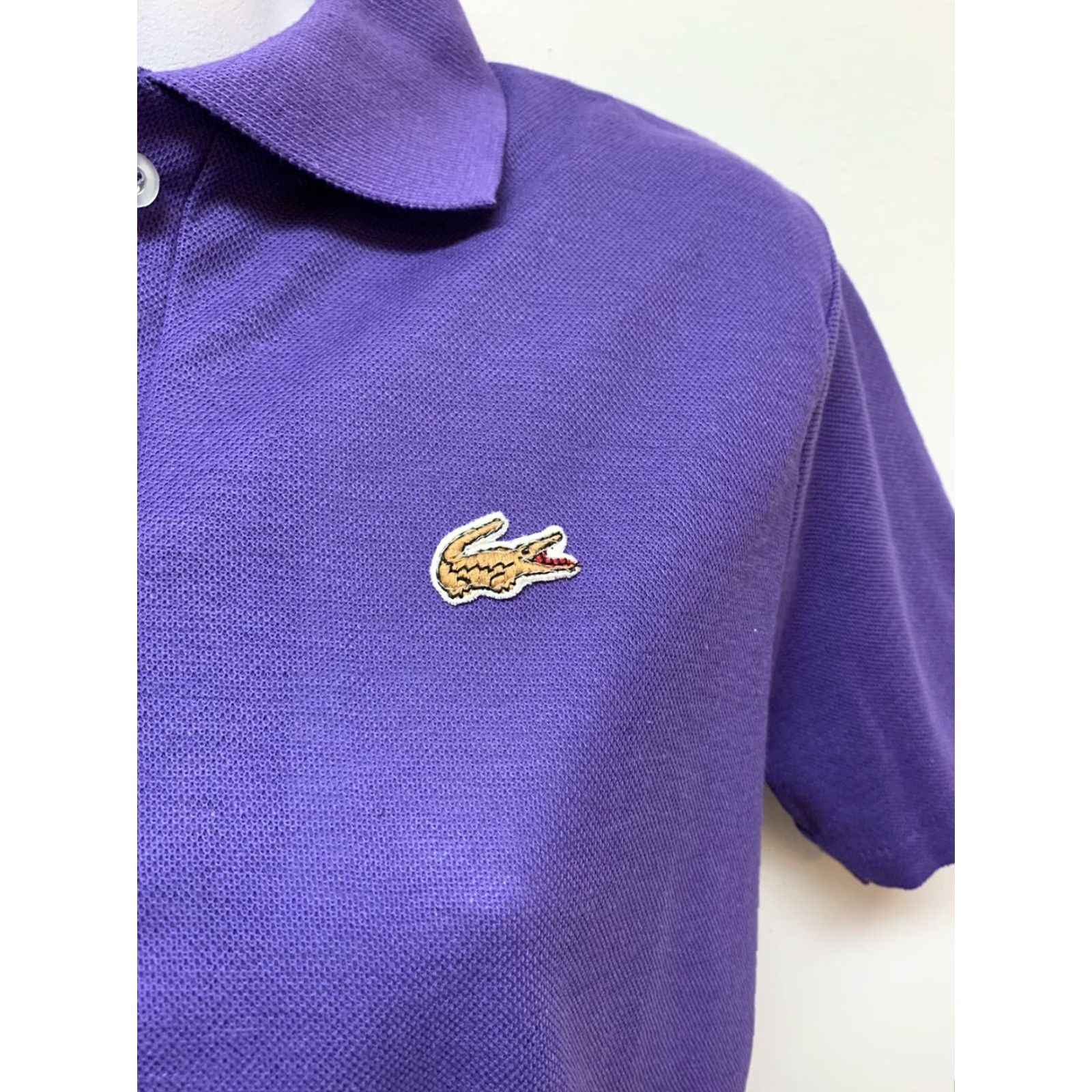 Lacoste VINTAGE Lacoste Polo Shirt Purple Short Sleeve Logo Preppy Made In USA Lacoste Polo Shirt M Purple 1980s Mens Size M / US 6-8 / IT 42-44 - 3 Thumbnail