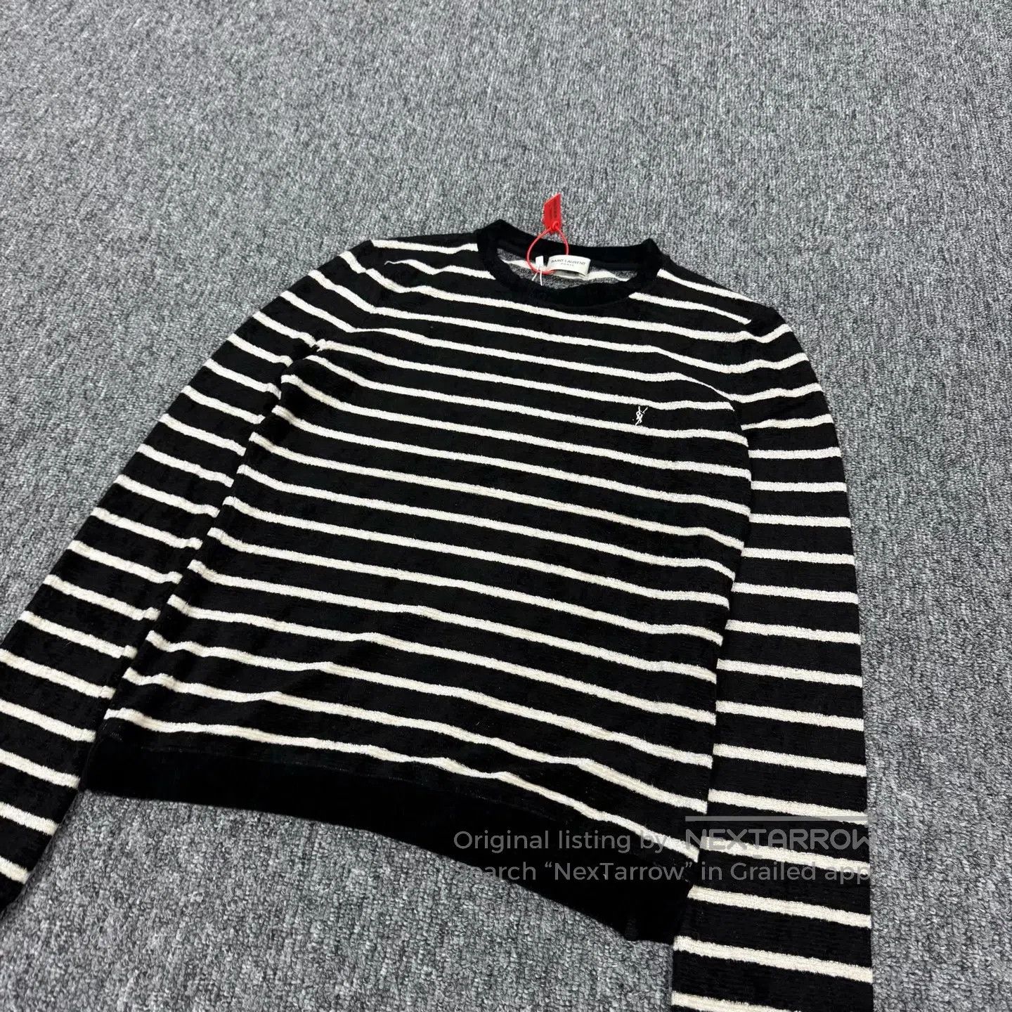 Saint Laurent Paris Saint Laurent Paris Breast embroidery; striped knit sweate Size M / US 6-8 / IT 42-44 - 3 Thumbnail