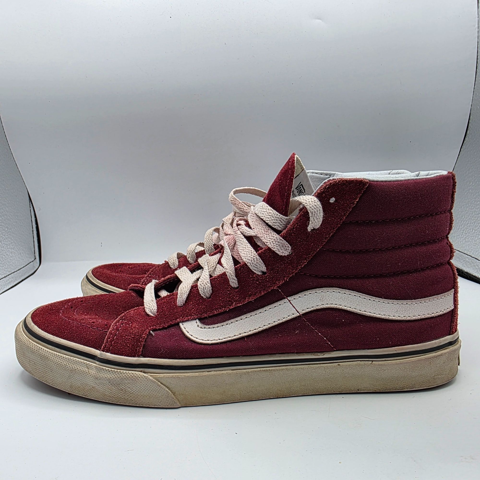 Vans Vans Sk8 Hi Womens Size 9.5 Maroon White HighTop Sneaker Sho Size US 9.5 / IT 39.5 - 13 Thumbnail