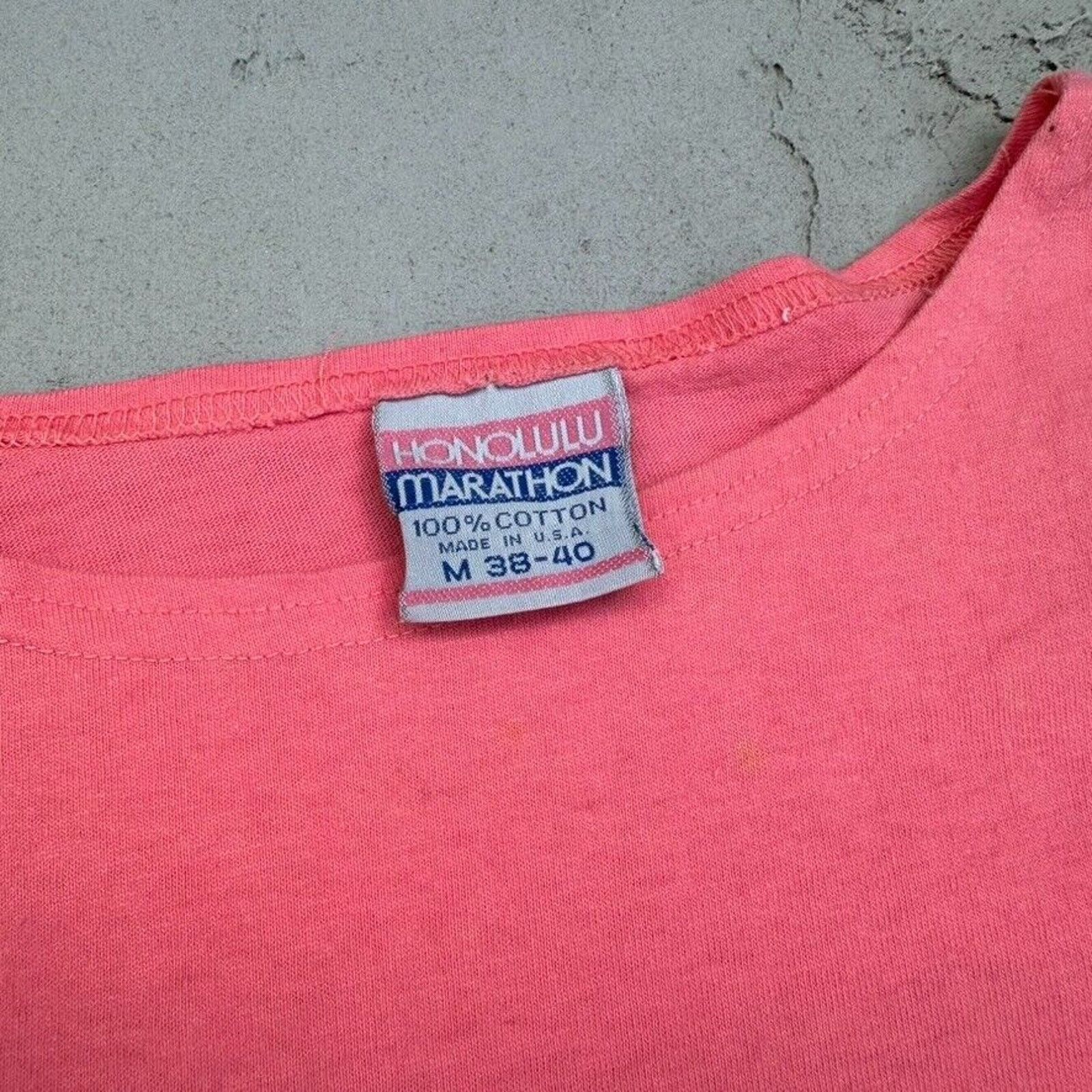 Vintage Vintage Honolulu Marathon Finisher 1988 Hawaii Salmon Shirt Size S / US 4 / IT 40 - 3 Thumbnail