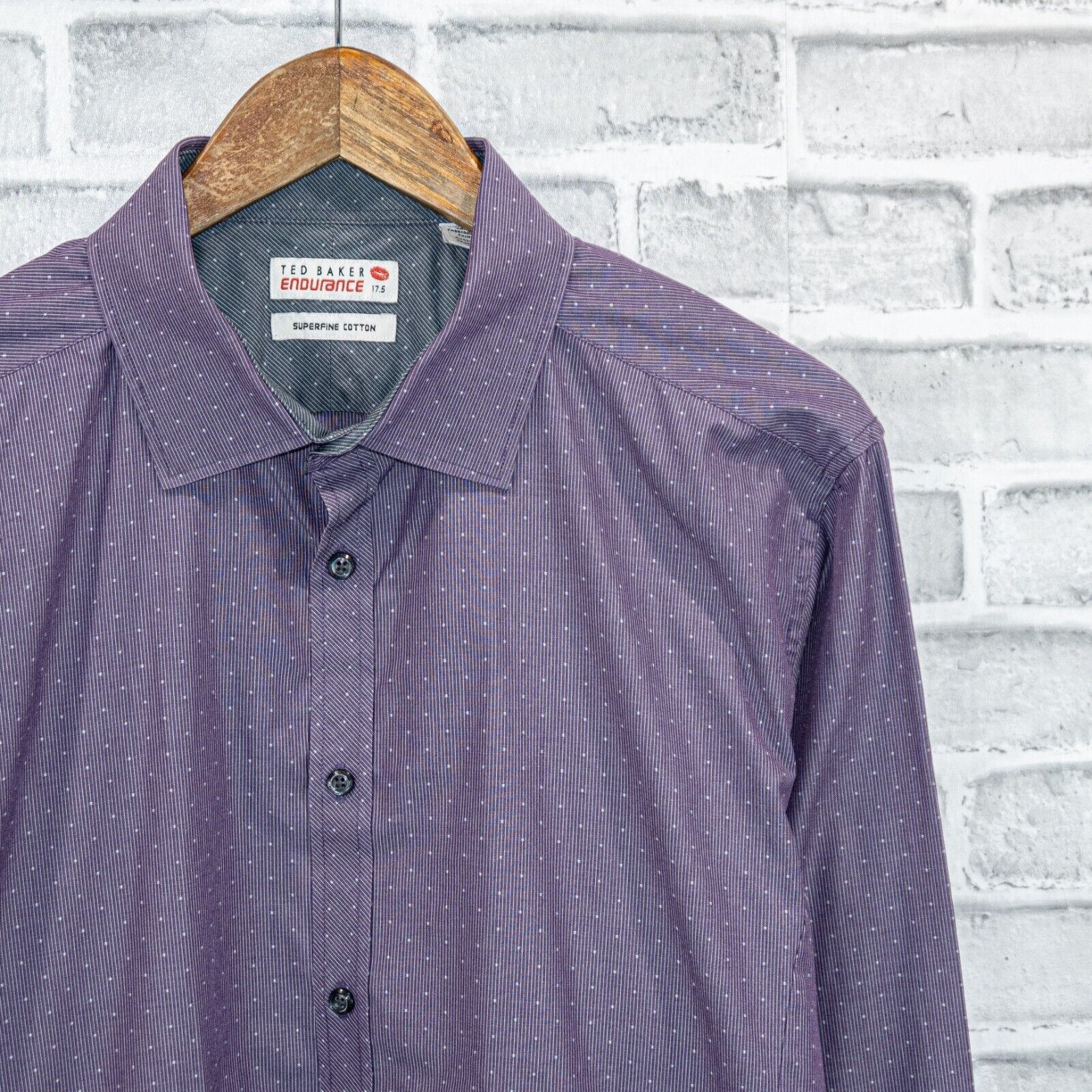 Ted Baker TED BAKER endurance Men's Button up Shirt in Purple stripe Size US XL / EU 56 / 4 - 3 Thumbnail