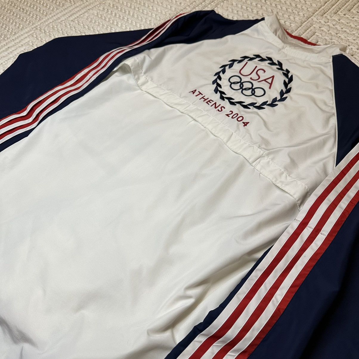 Adidas Rare 2004 Athens USA Windbreaker Jacket Size Large Size US L / EU 52-54 / 3 - 8 Thumbnail