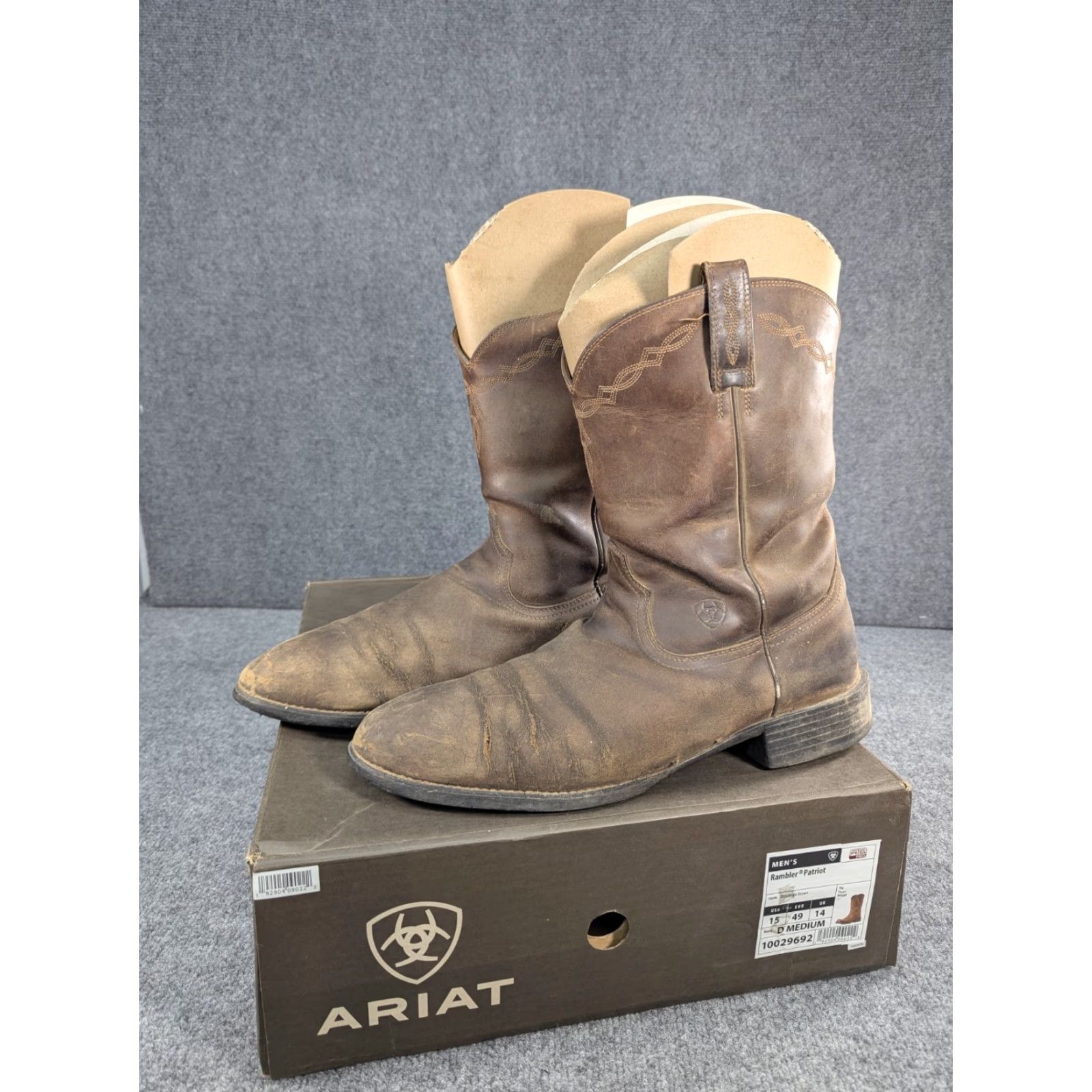 Ariat Ariat Rambler Patriot Western Boot Mens 15D Dark Brown Leather Square Toe Pull On Steel Toe Workwear Cowboy Shoes Size US 14 / EU 47 - 3 Thumbnail