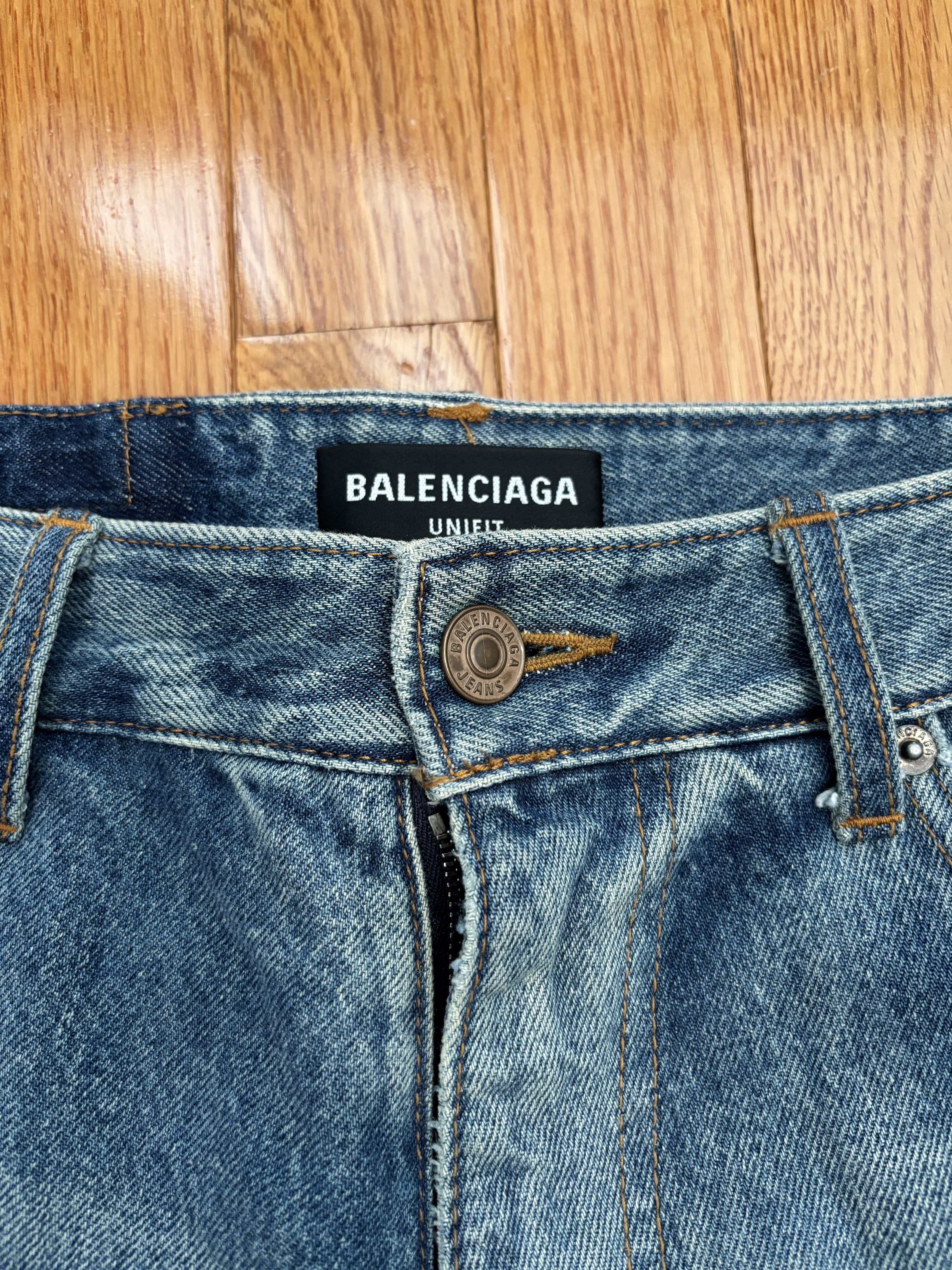 Balenciaga FW21 SLASHED 2 LAYER CAMO CARGO DENIM Size US 28 / EU 44 - 2 Thumbnail
