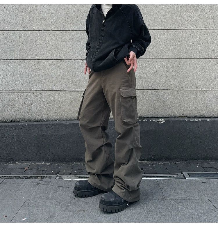 utilitypleated loose baggy faded cargo pants