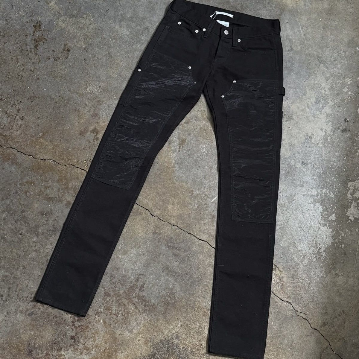 Helmut Lang HELMUT LANG NWT BLACK SLIM STRAIGHT DOUBLE KNEE DENIM - S Size 25" / US 0 / IT 36 - 3 Thumbnail