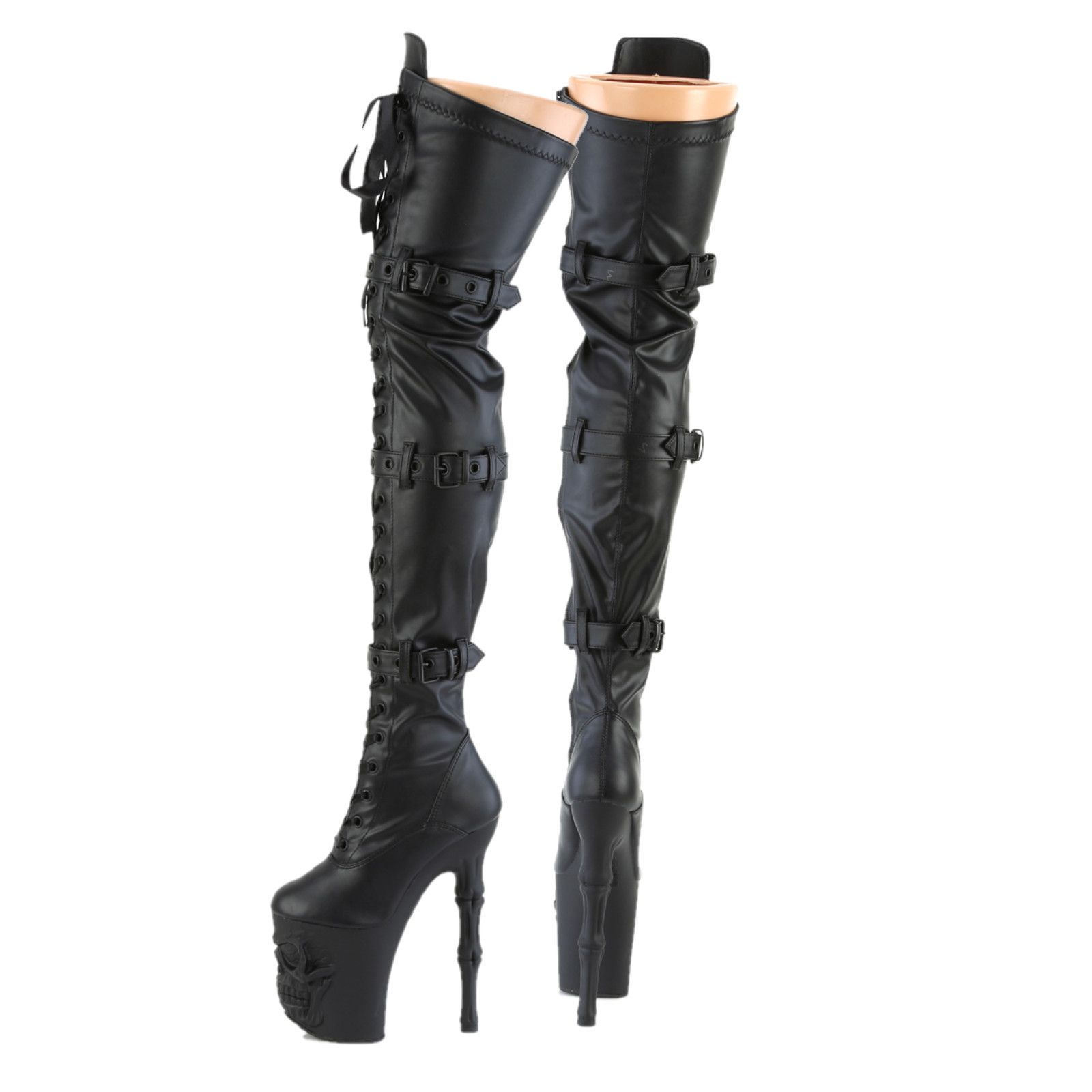 Other Rapture 3028 Black Matte 3D Skull & Bones 8" High Heel Platf Size US 6 / IT 36 - 4 Thumbnail