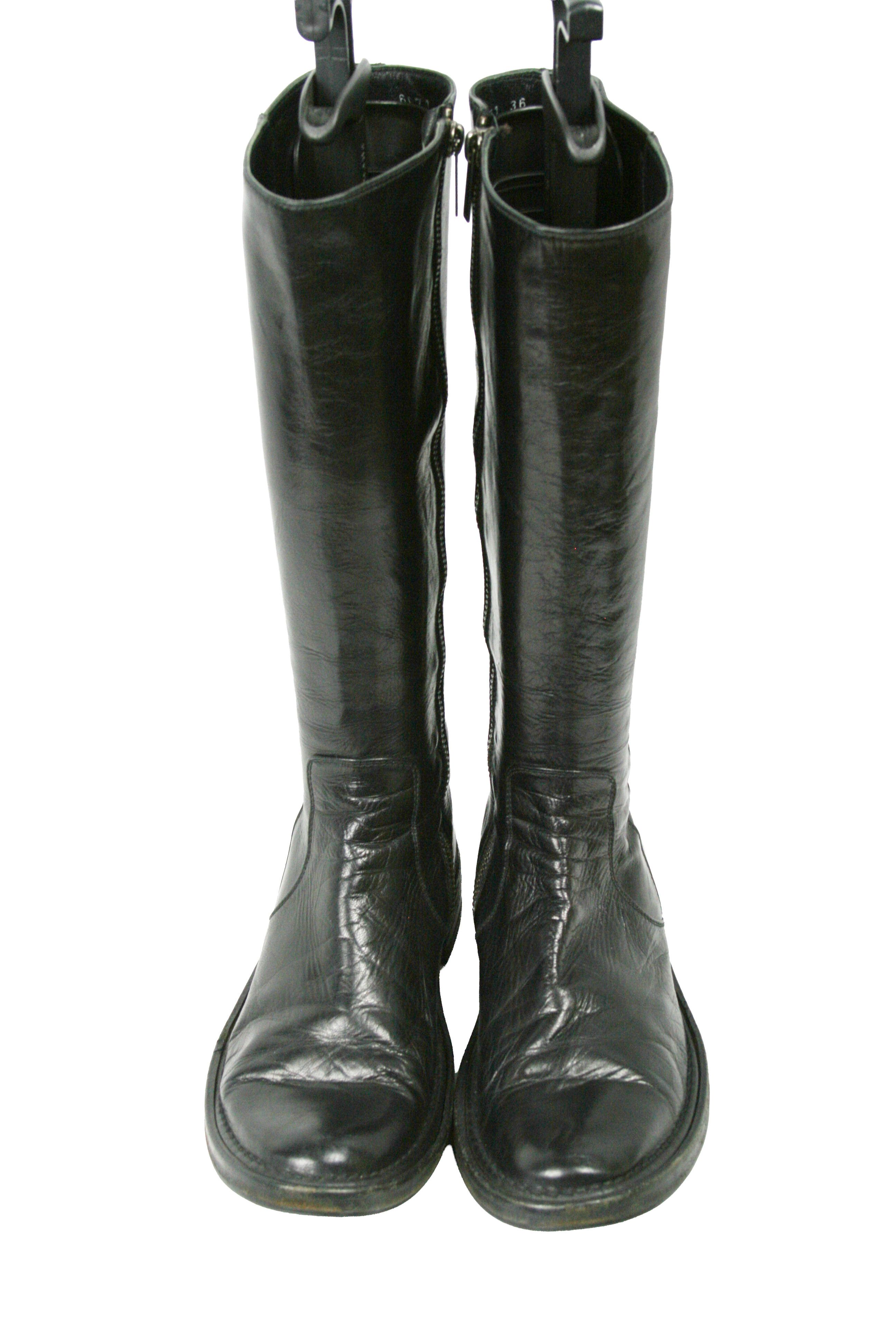 RoccoP 00S Avant Garde Biker Riding Leather Knee Boots Vintage Size US 6 / IT 36 - 10 Thumbnail