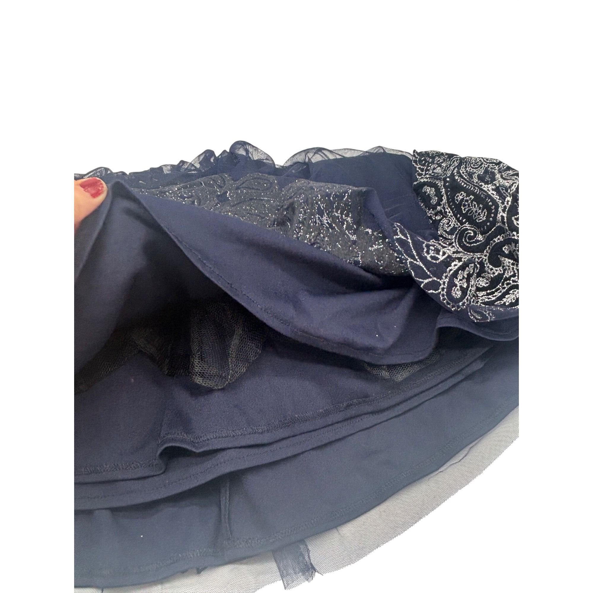 Other Blondies Nites Junior’s Fit and Flare Party Dress, Black/nav Size ONE SIZE - 12 Thumbnail