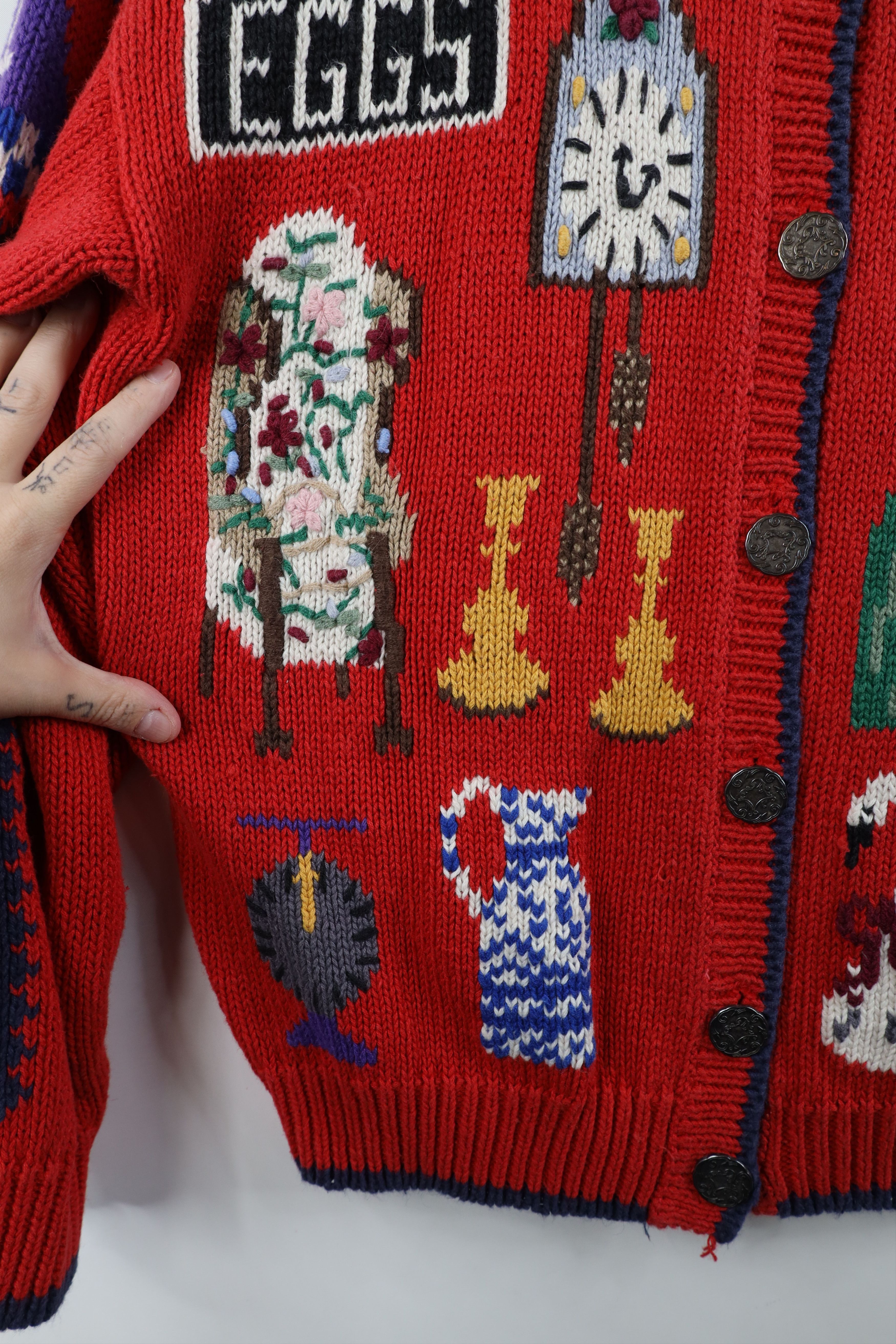 Vintage Vintage 90s Design Options Quilt Knit Cardigan Sweater Size L / US 10 / IT 46 - 6 Thumbnail