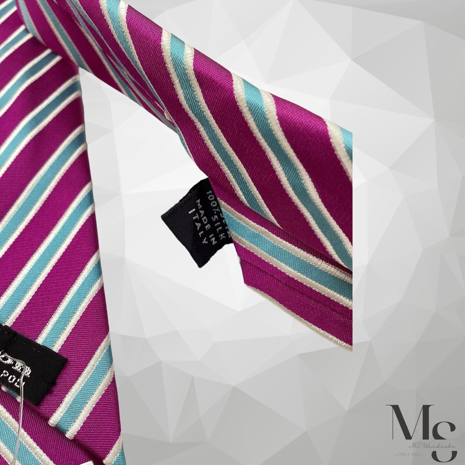 Kiton $200 KITON NAPOLI 7Fold Purple Striped Silk Tie Italy Size ONE SIZE - 6 Thumbnail