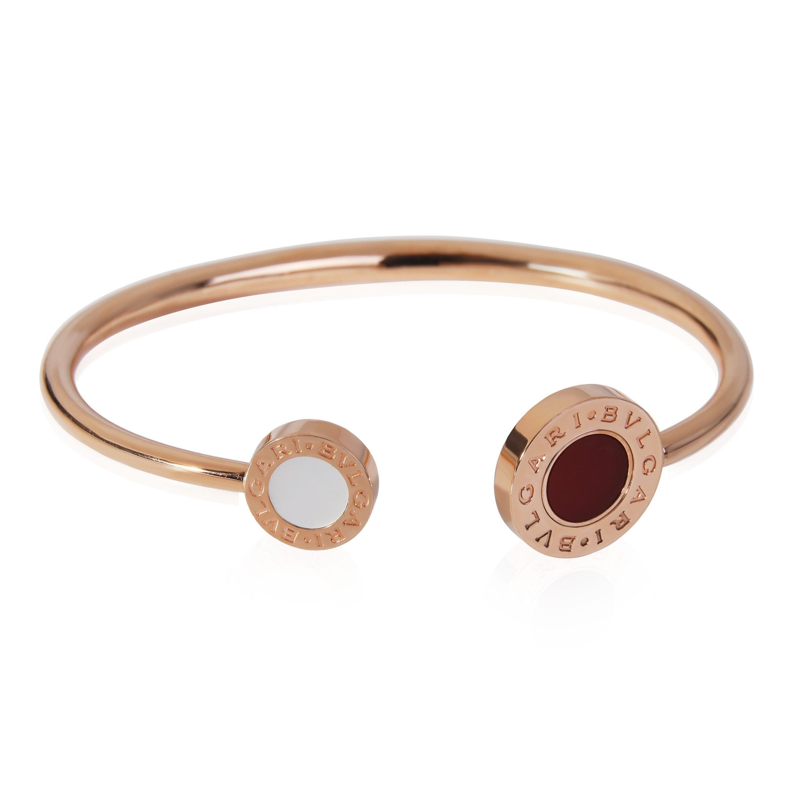 image of Bvlgari Bvlgari Bvlgari Carnelian & Mother Of Pearl Bracelet In 18K Rose Gold, Women's