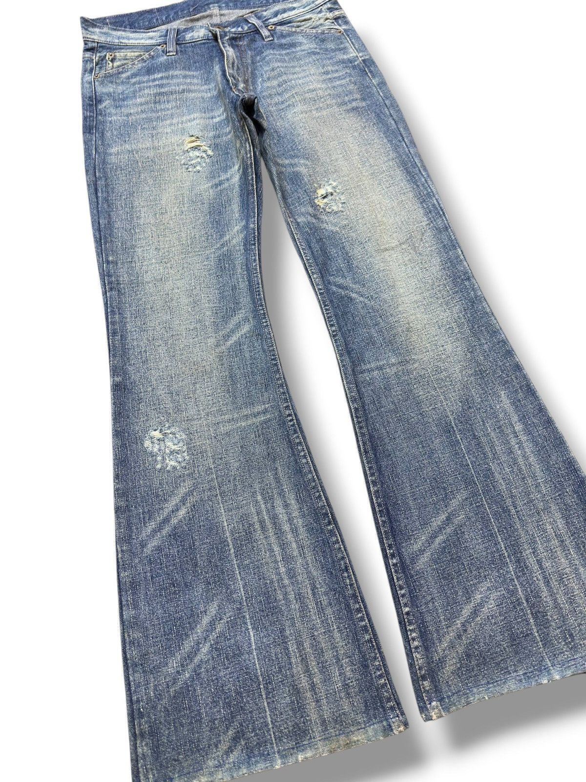 Kapital Vintage ABX Flare Bootcut Whiskers Faded Denim Size US 31 - 3 Thumbnail