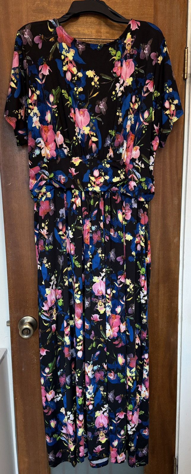 Avenue Avenue Women Black Floral Orchid Keyhole Maxi Dress Size 3XL / US 20-22 - 6 Thumbnail