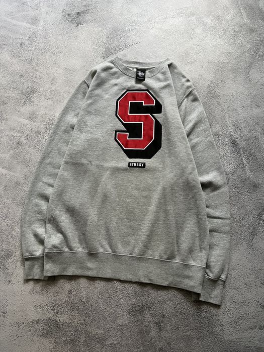 stussy crew neck big logo sweater y2k