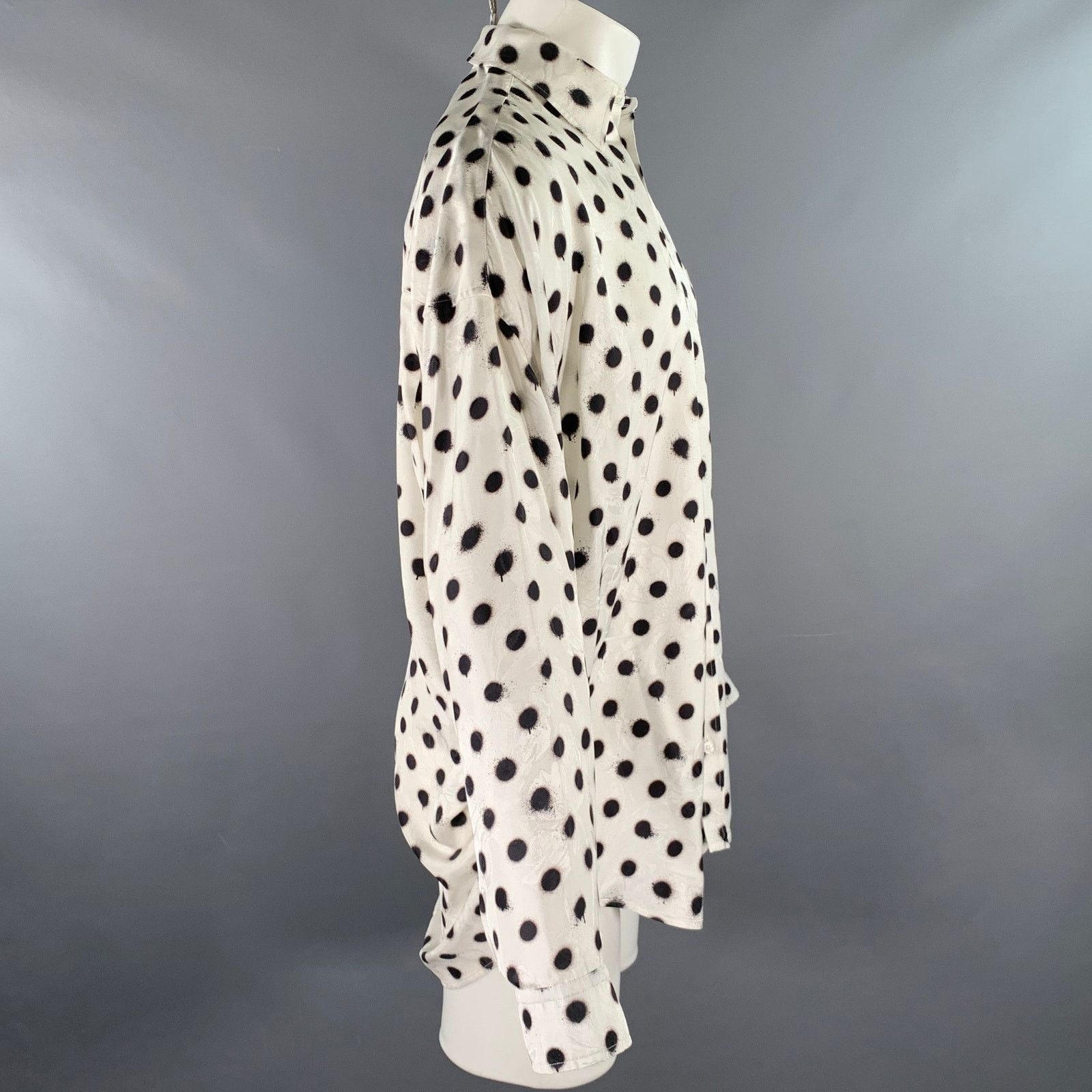 Balenciaga Size S White Black Polka Dot Viscose Silk L/S Shirt Size US S / EU 44-46 / 1 - 3 Thumbnail