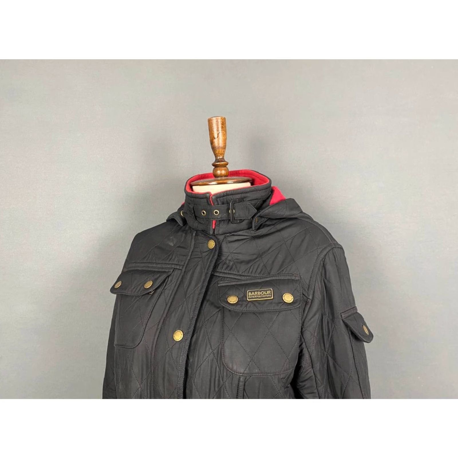 Barbour Barbour International Womens Quilted Jacket Long Sleeve Zip Belted Black 10 Jacket Womens Barbour International Quilted Belted Long Sleeve Black 10 Size L / US 10 / IT 46 - 7 Thumbnail