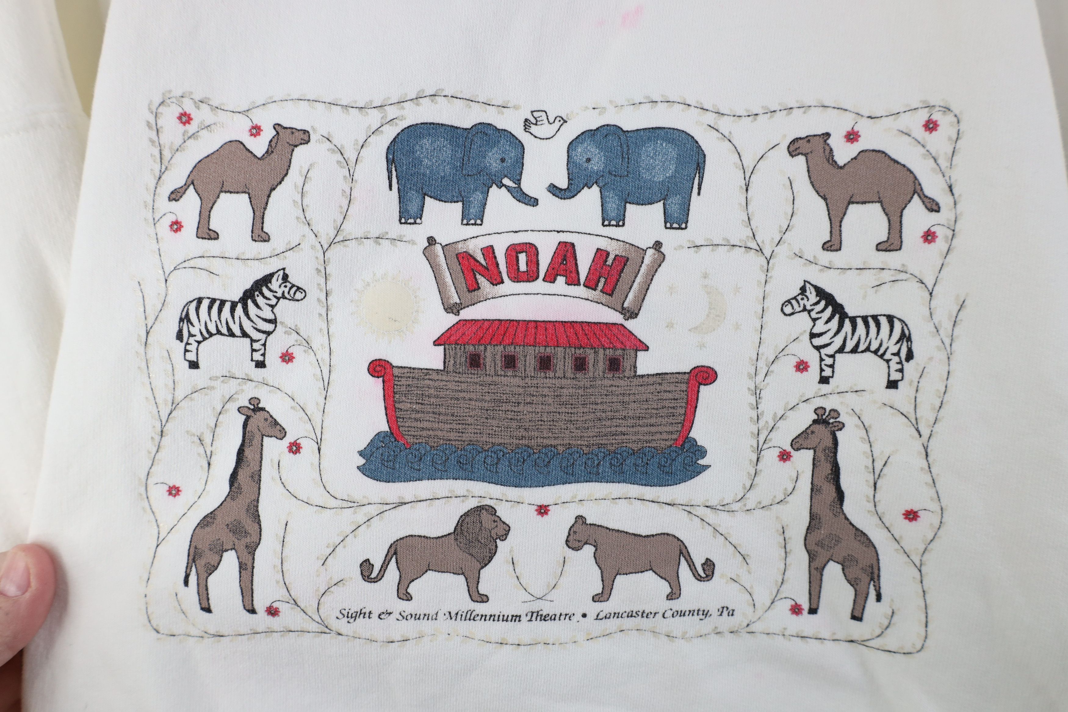 Vintage Vintage 90s Christmas Noahs Ark Crewneck Sweatshirt White Size XL / US 12-14 / IT 48-50 - 4 Thumbnail