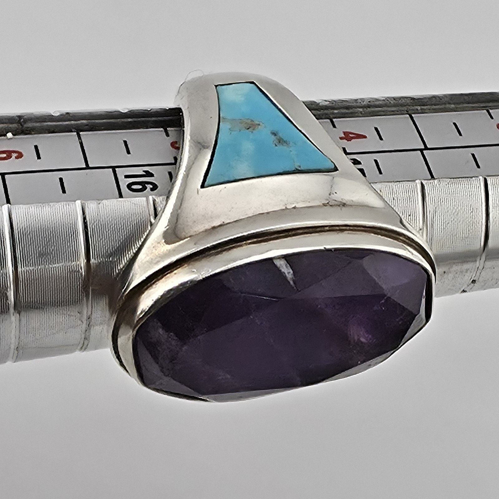 Other Sterling Silver Amethyst Turquoise Ring Size 4.5 Southwest Size ONE SIZE - 9 Thumbnail