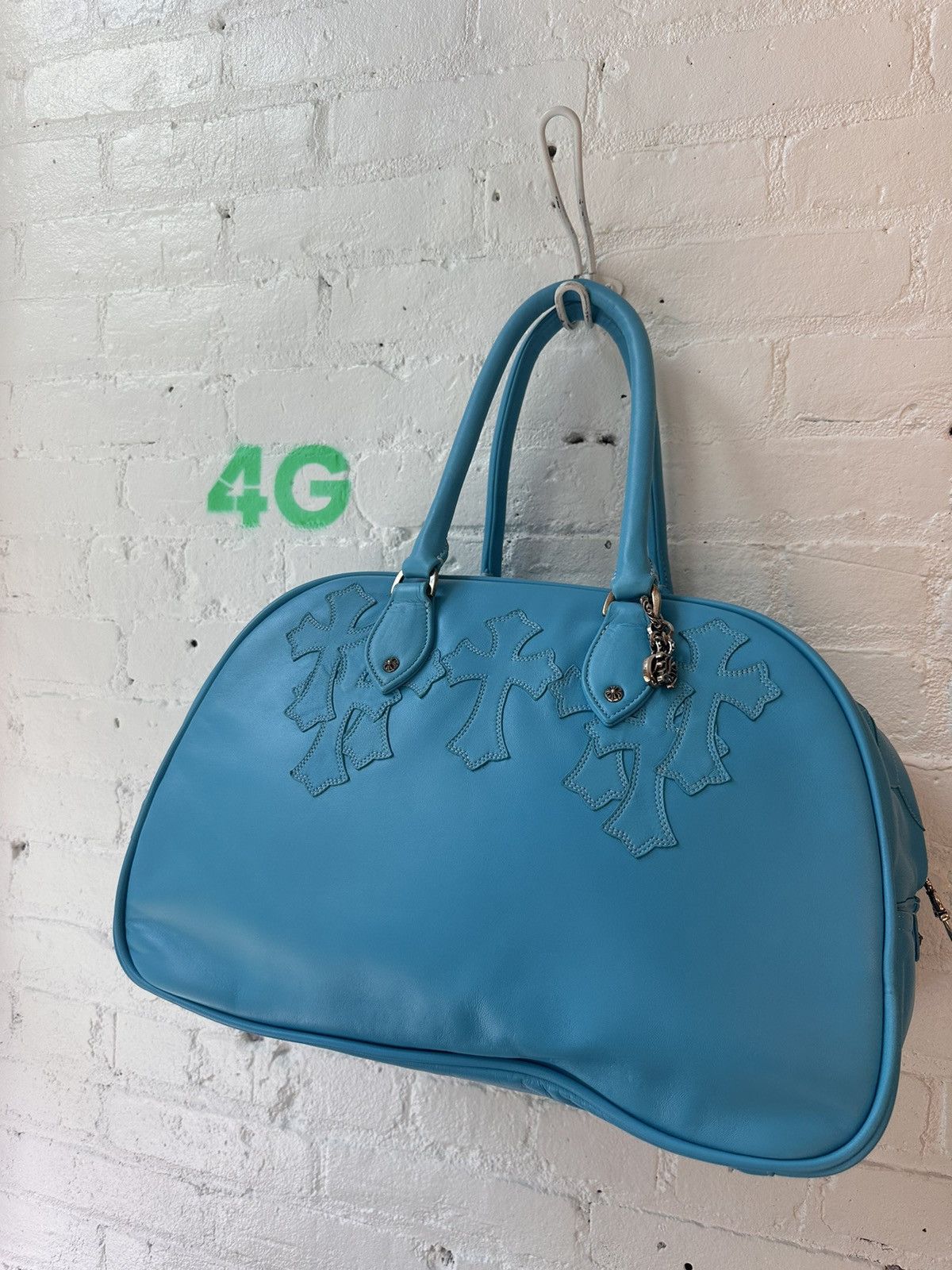Chrome Hearts CHROME HEARTS XL LEATHER CROSS TURQUOISE TRAVEL DUFFLE BAG Size ONE SIZE - 6 Thumbnail