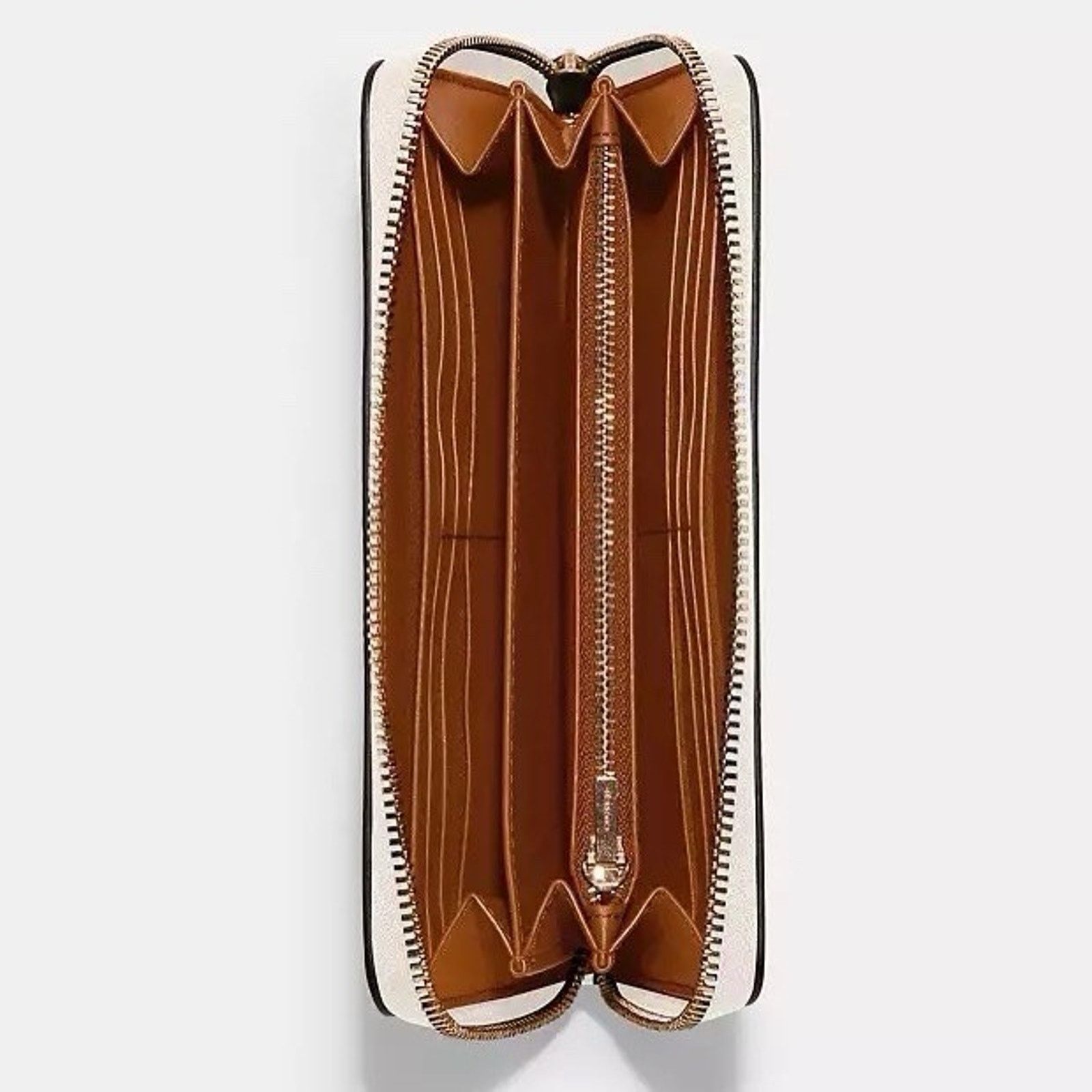 Coach NWT Coach Long Zip Around Wallet Leather C4451, Gold/Chalk Size ONE SIZE - 6 Thumbnail