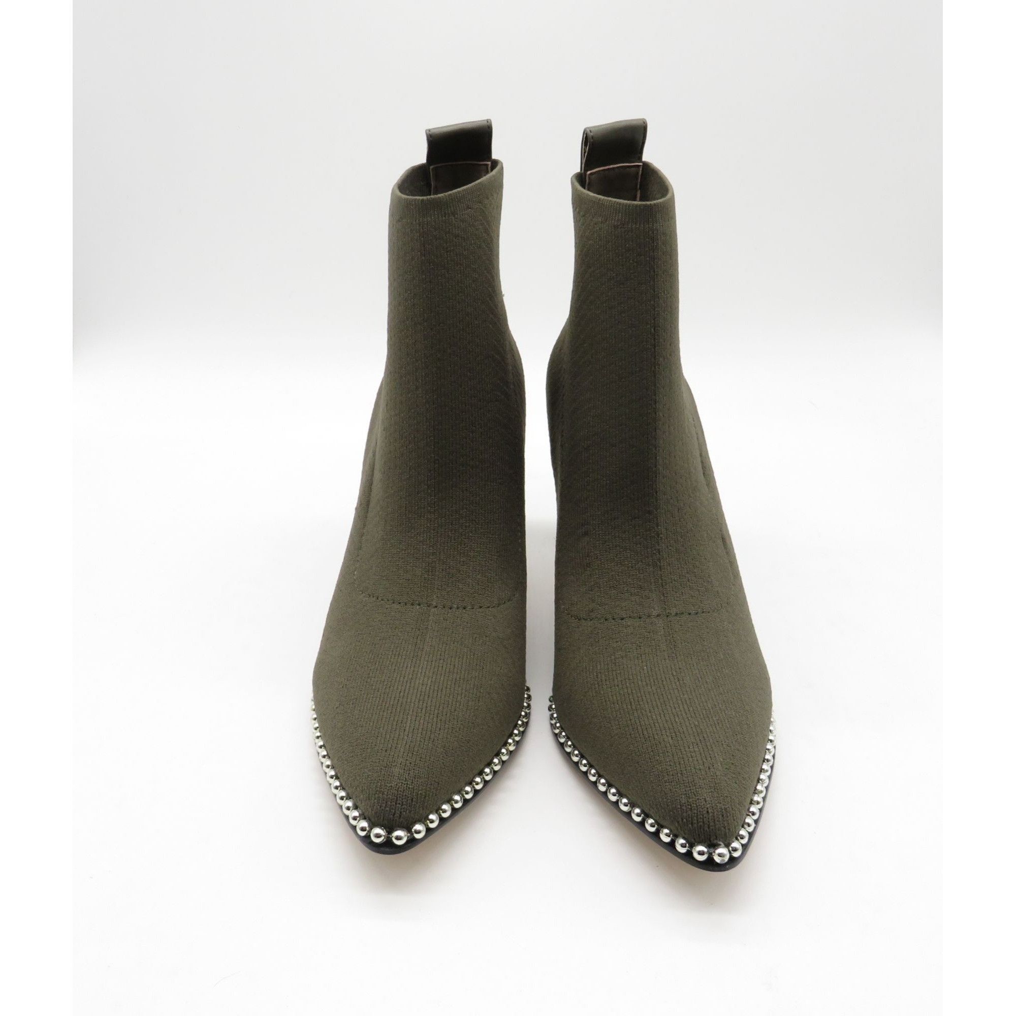 BCBGeneration BCBGeneration Dark Olive Flyknit Ankle Booties Studded Trim Size US 6 / IT 36 - 3 Thumbnail