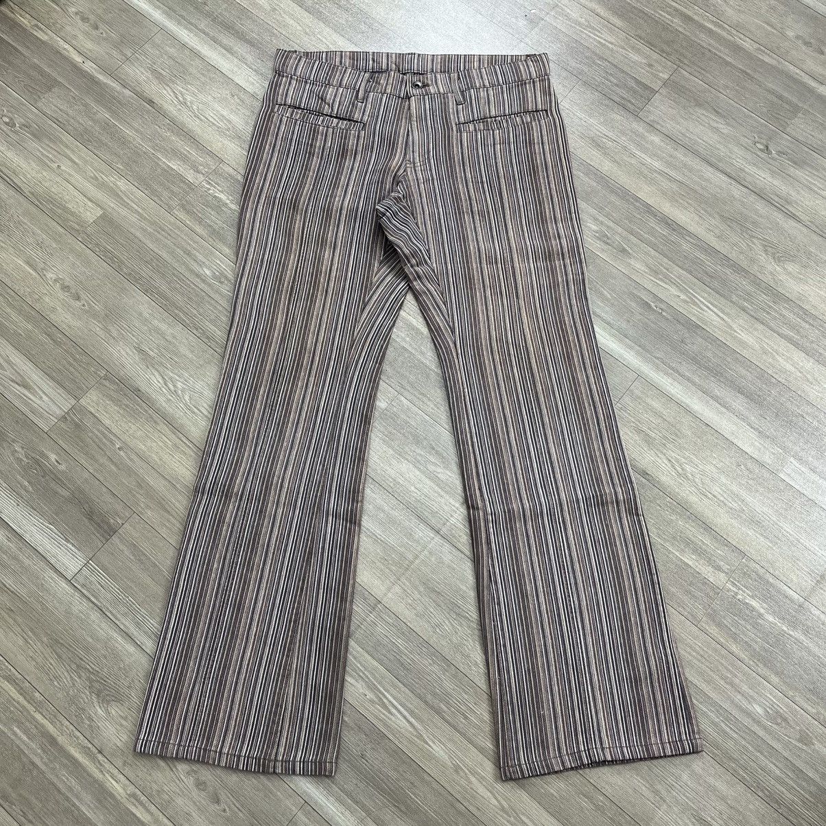 Issey Miyake 2000s Tete Homme Issey Miyake Striped Lgb Style Flared Jeans Size US 33 - 1 Thumbnail