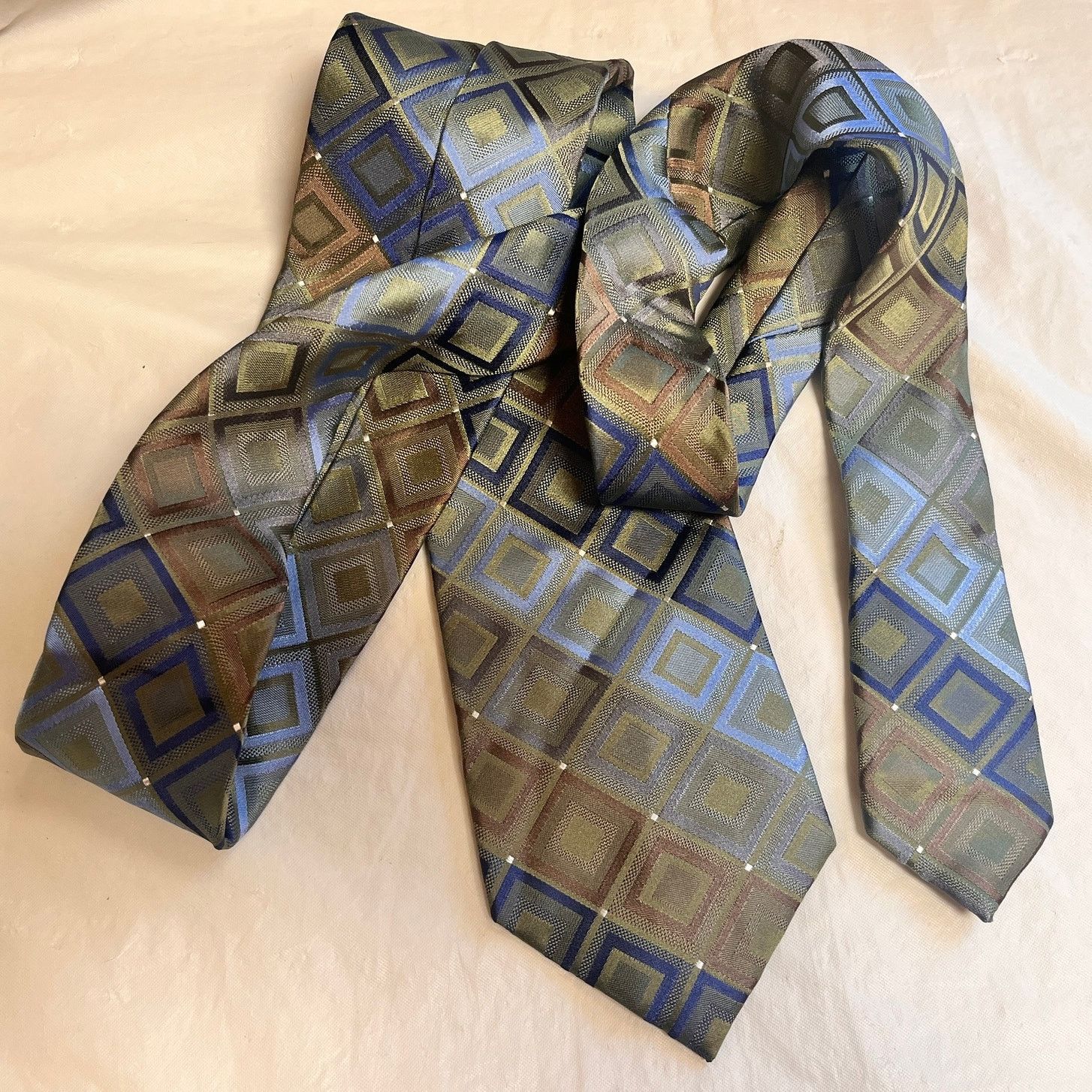 Joseph Abboud Joe Joseph Abboud Geometric Patterned Silk Necktie Size ONE SIZE - 7 Thumbnail