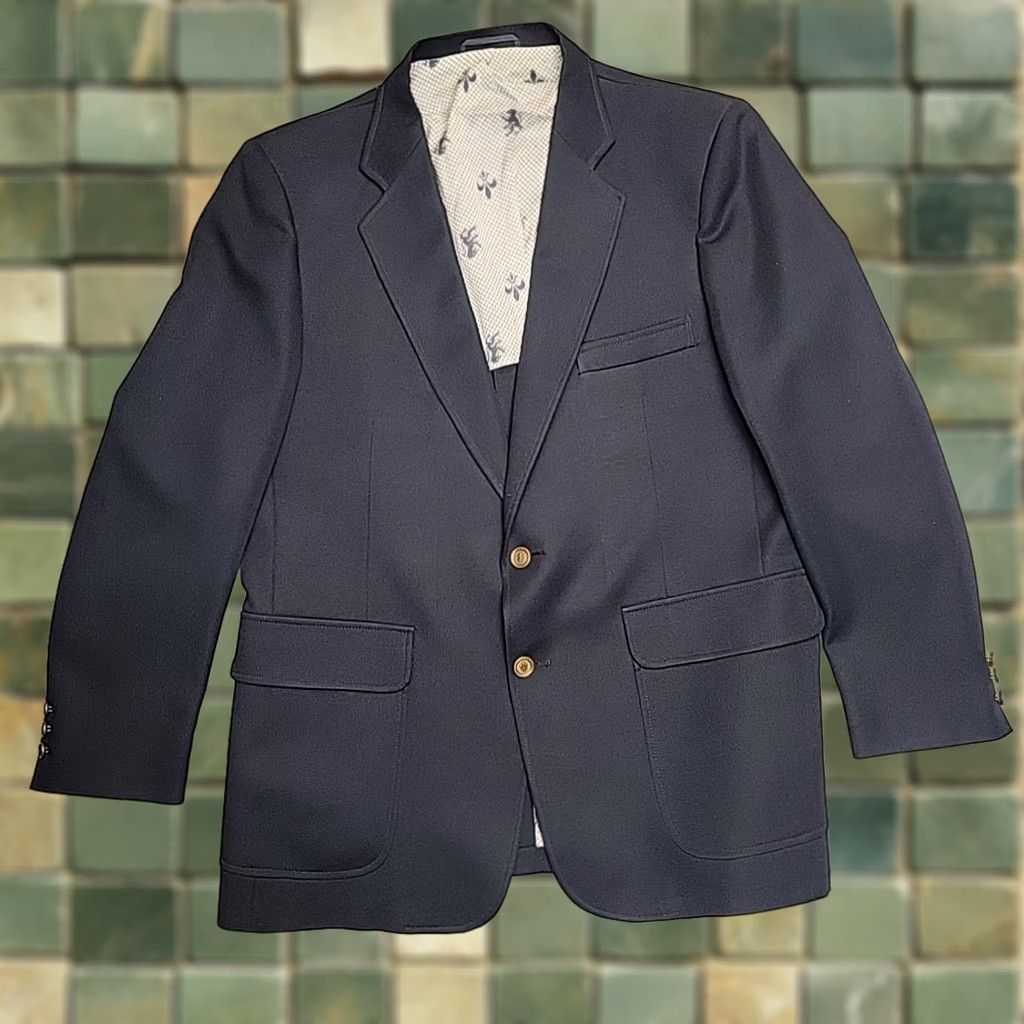 JCPenney VINTAGE JCPenney Blazer Navy Blue Comfort Two Button Classic Men 44R Size 44R - 1 Thumbnail