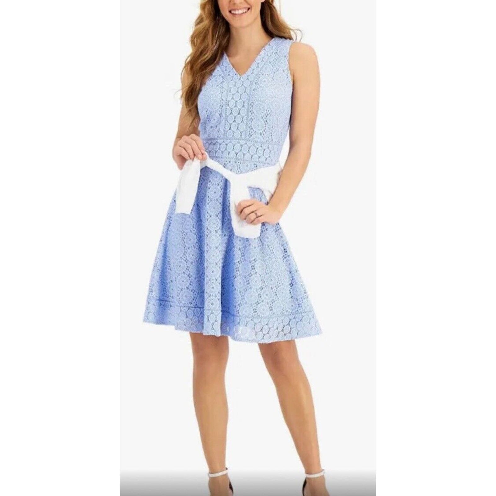 Other Charter Club Sleeveless Lace Dress Blue Old Money Size M Size M / US 6-8 / IT 42-44 - 1 Thumbnail