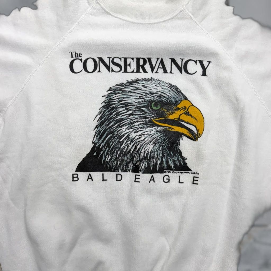 Hanes VINTAGE Hanes Conservancy Bald Eagle Sweatshirt Mens XL White Graphic 1991 USA Size US XL / EU 56 / 4 - 1 Thumbnail