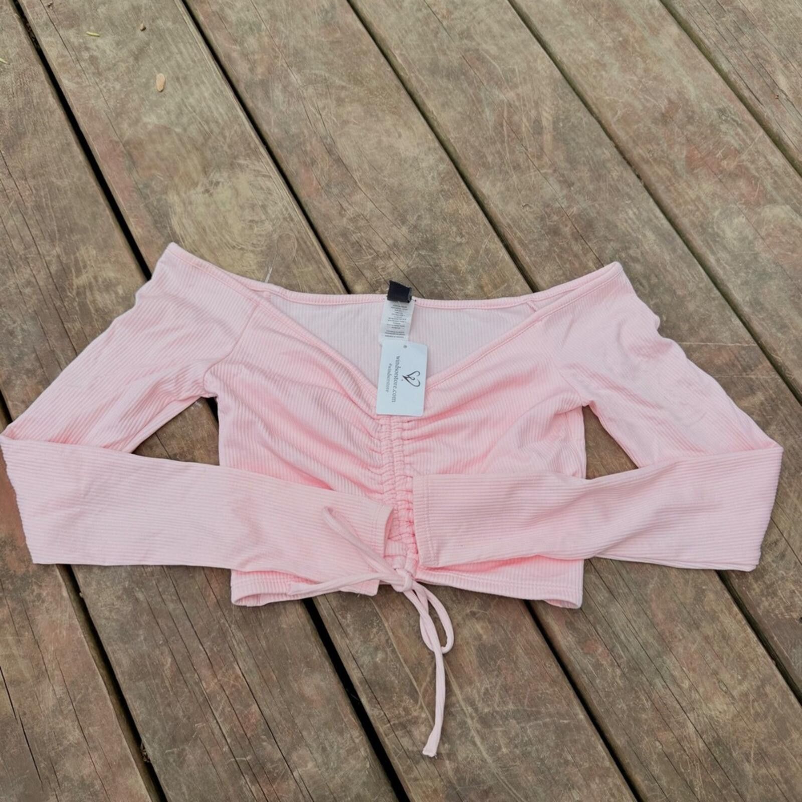 Windsor Smith Windsor Pink Ribbed Off The Shoulder Crop Top NWT Size Small Size S / US 4 / IT 40 - 1 Thumbnail